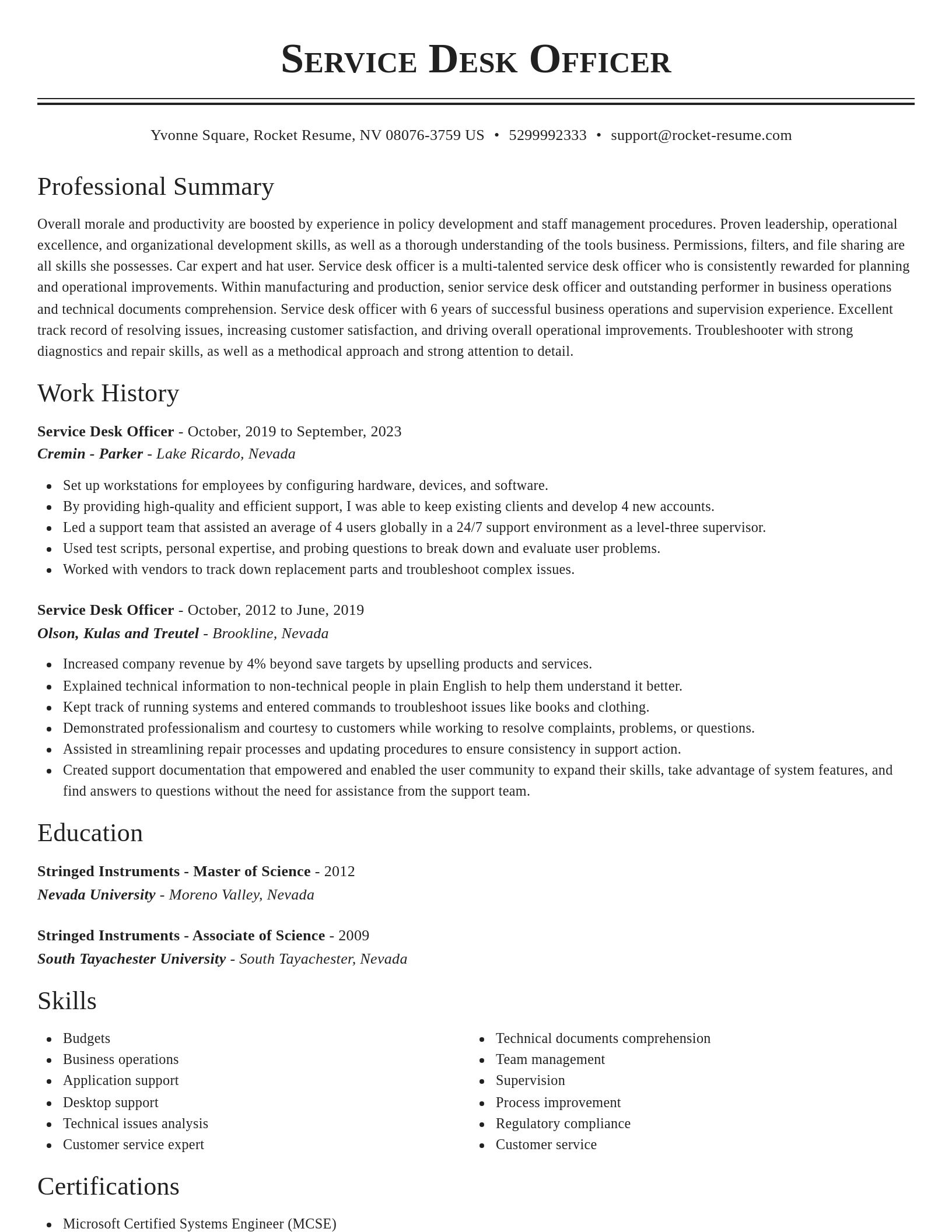 Classic resume template