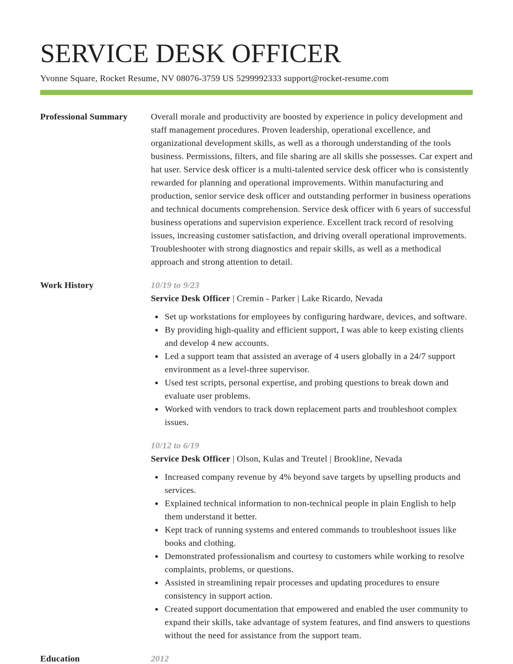 Smart resume template
