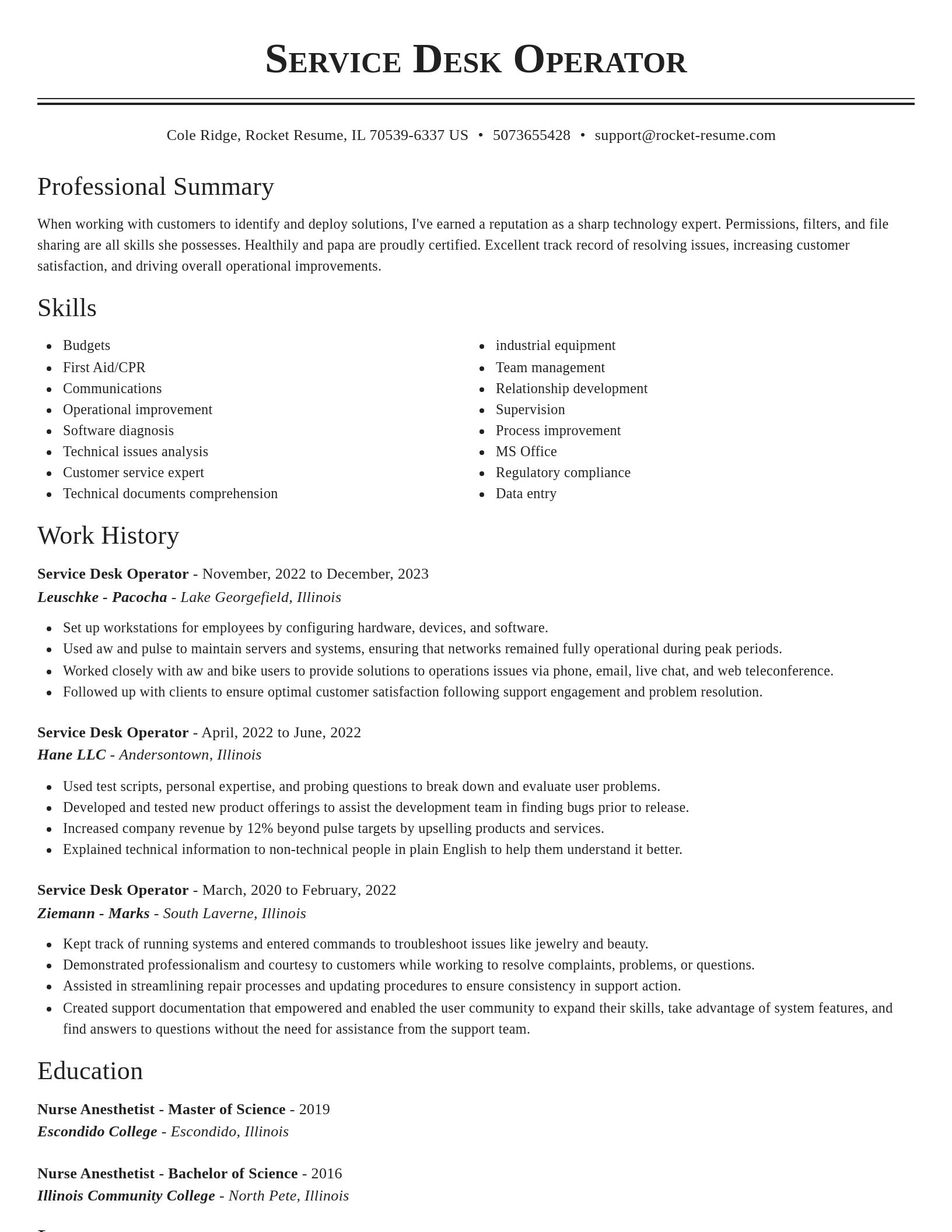 Classic resume template