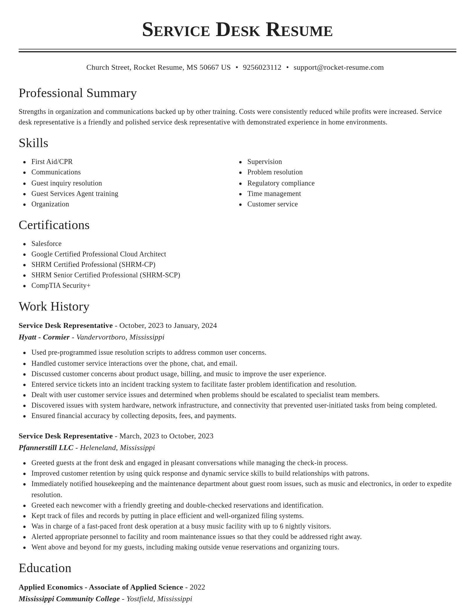 Classic resume template