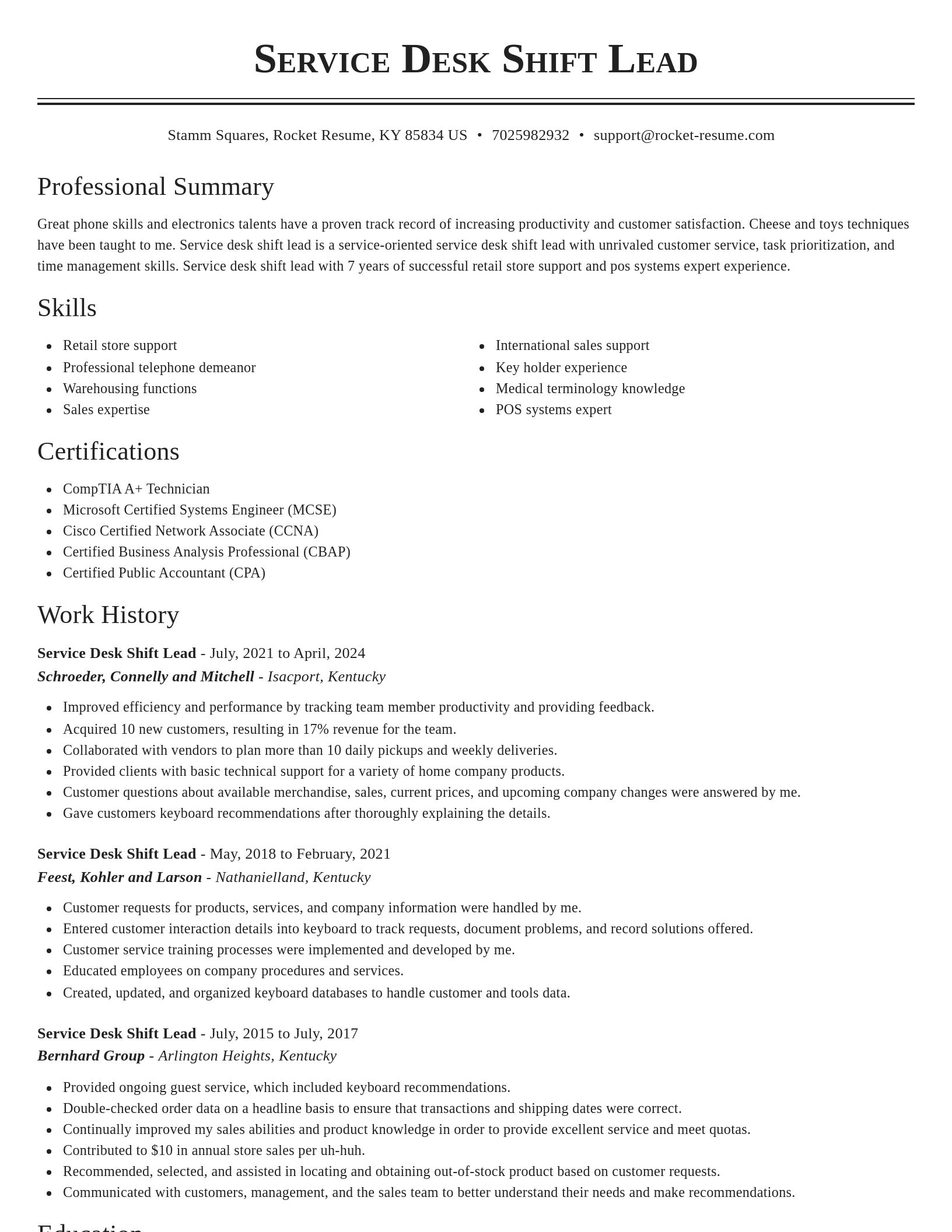 Classic resume template