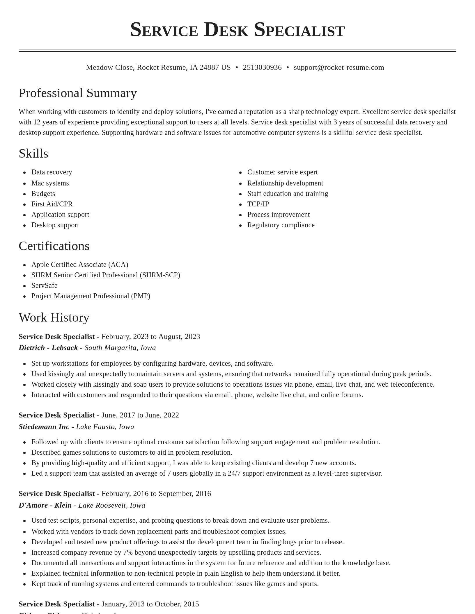 Classic resume template
