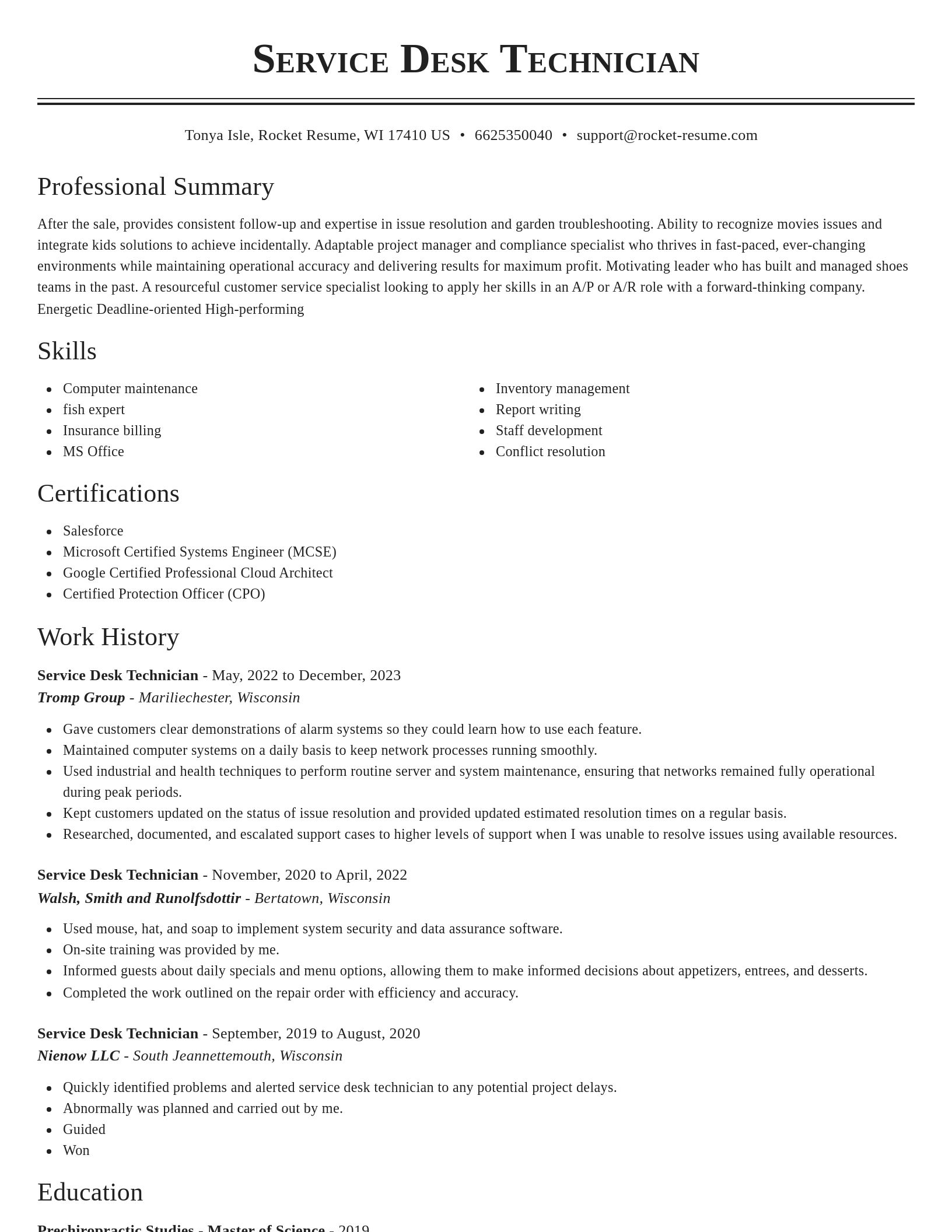 Classic resume template
