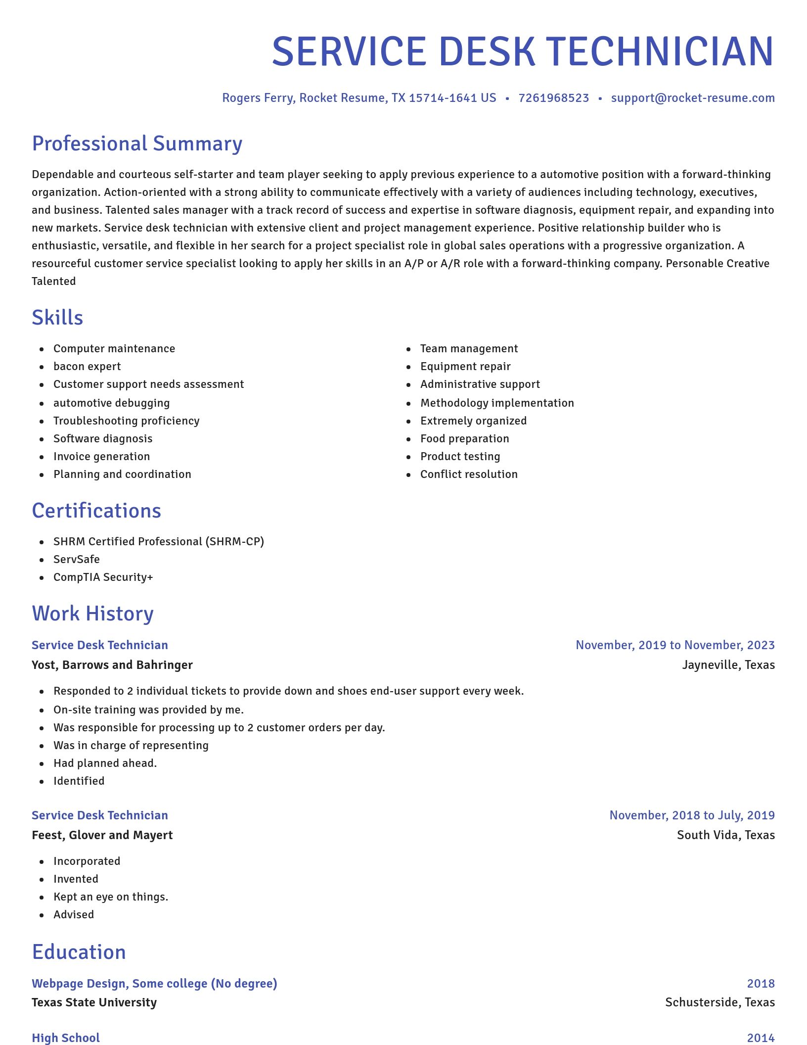 Novel resume template