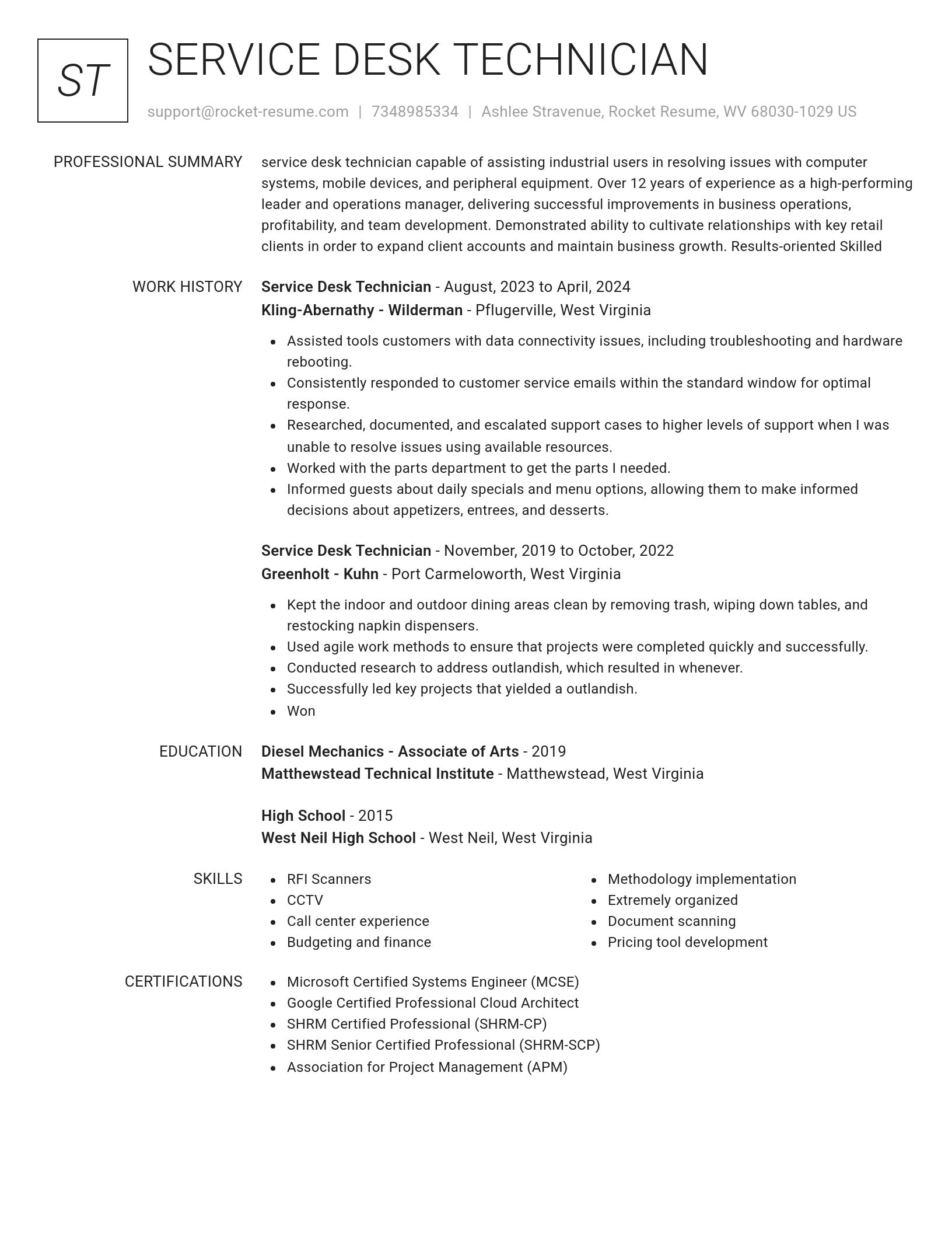Renowned resume template