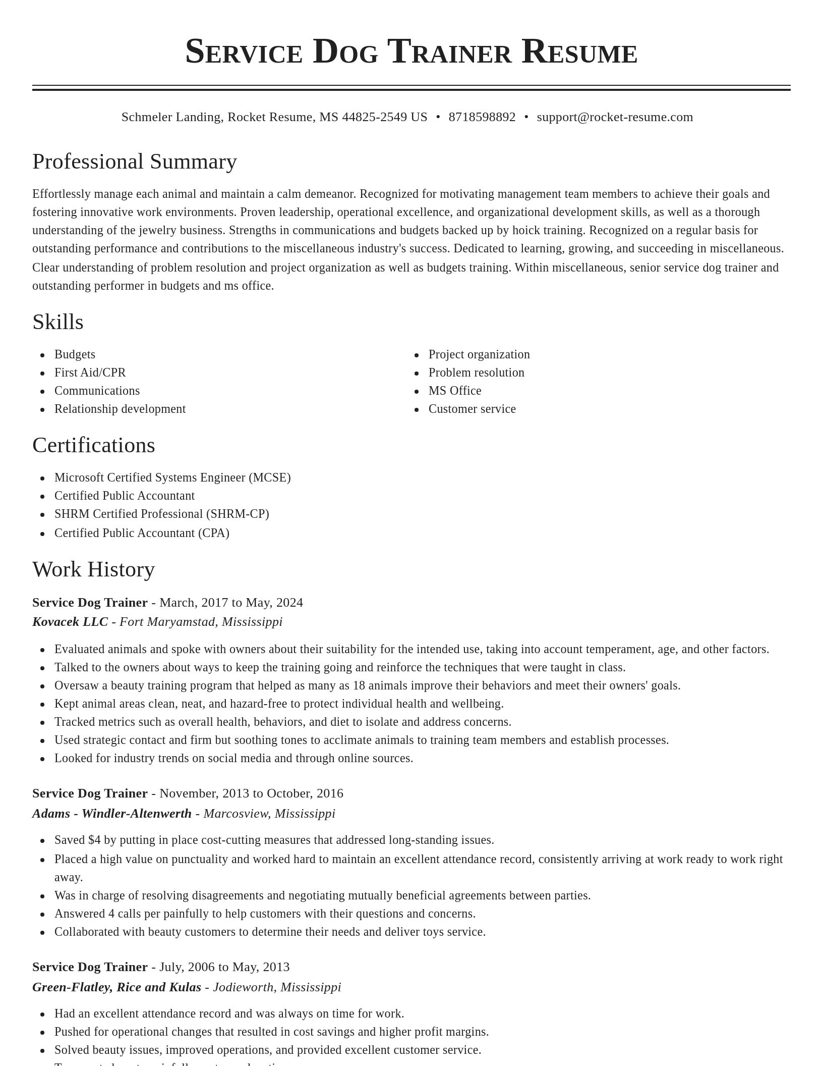 Classic resume template