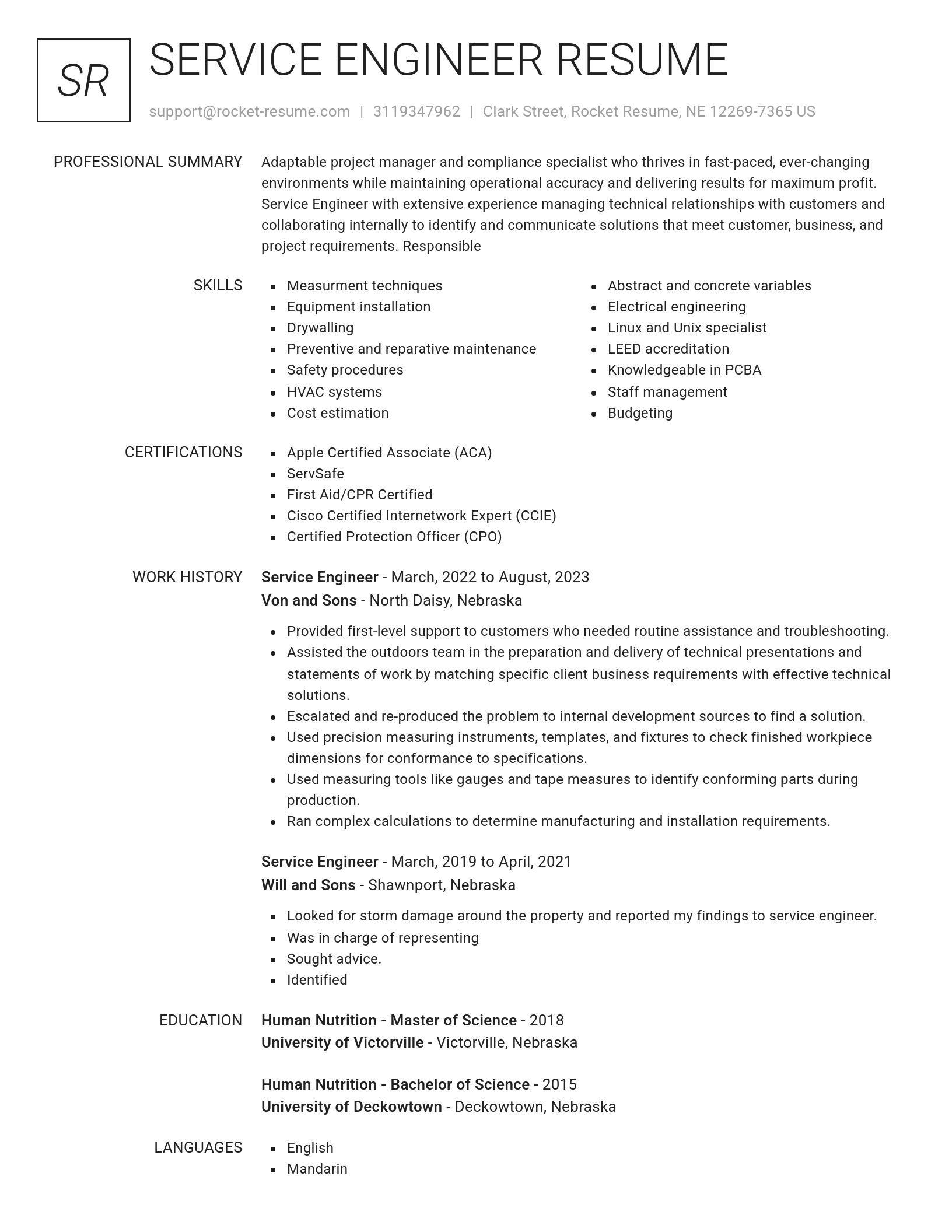 Renowned resume template