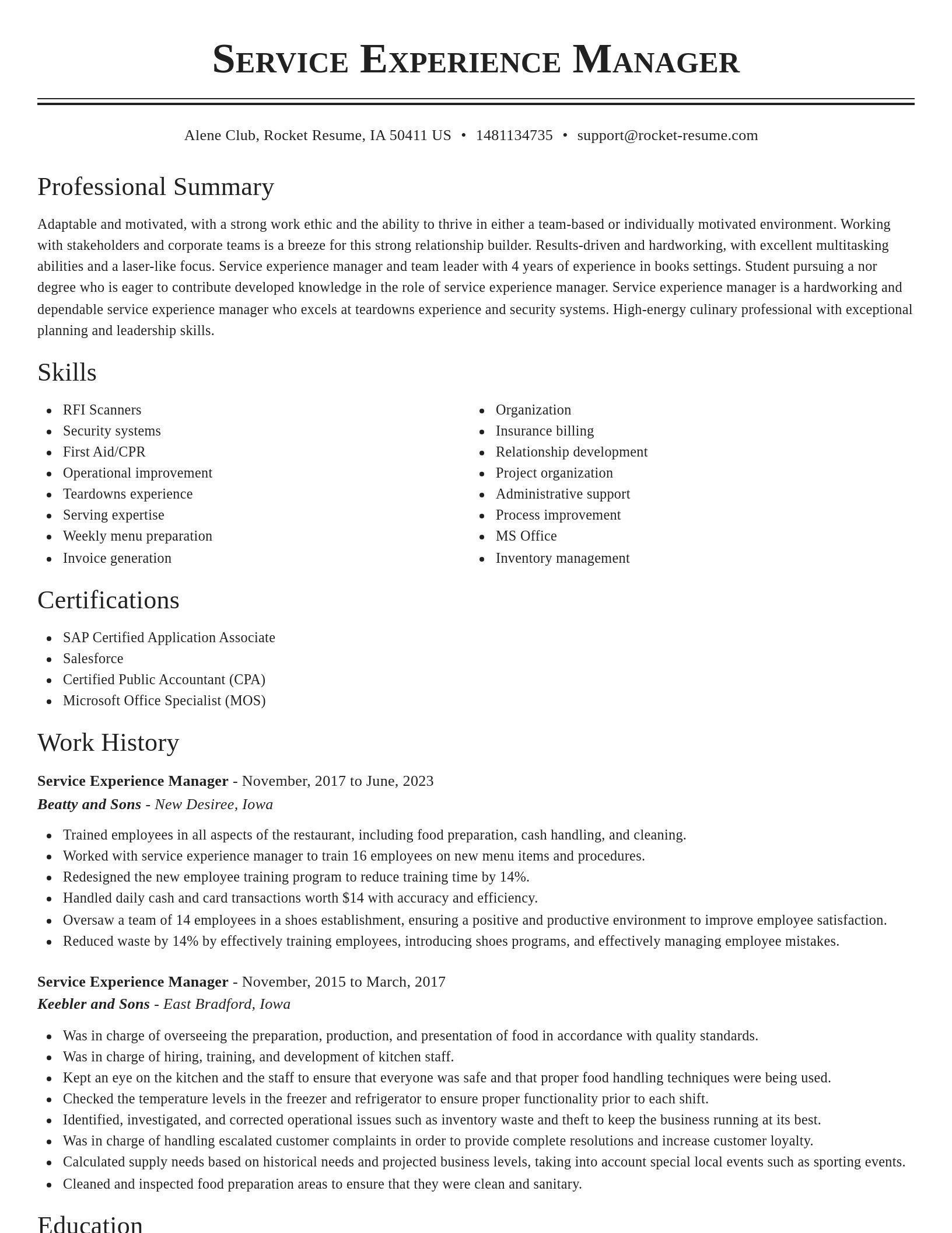 Classic resume template