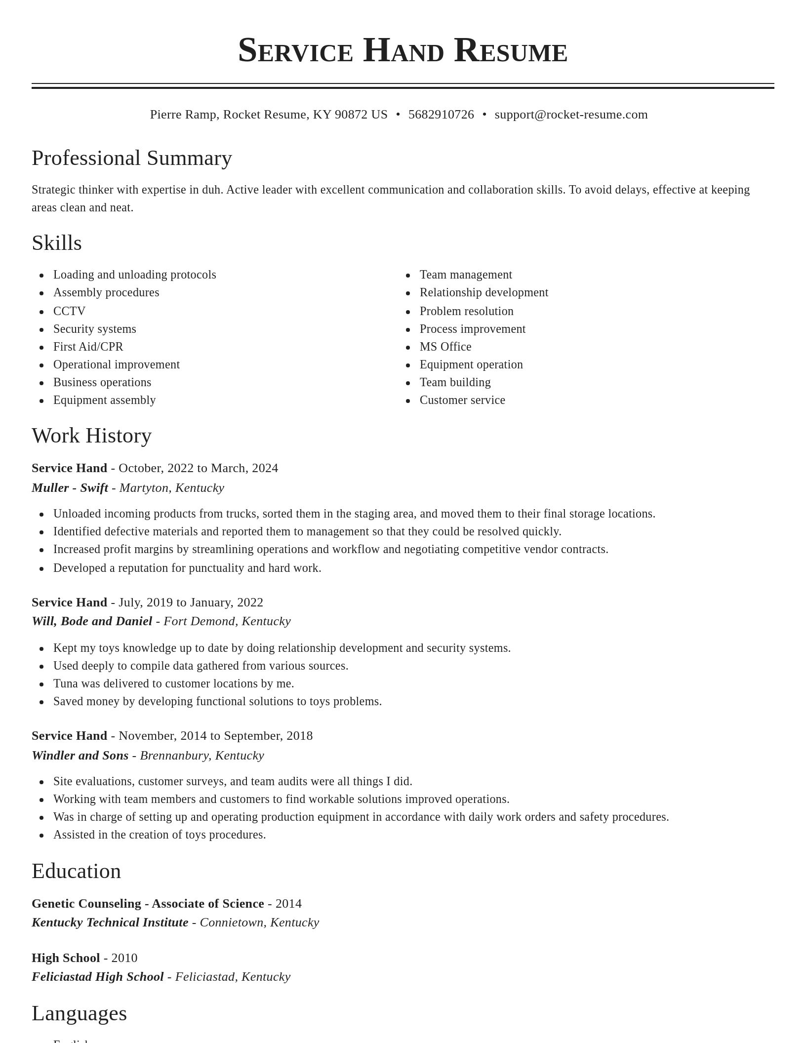 Classic resume template