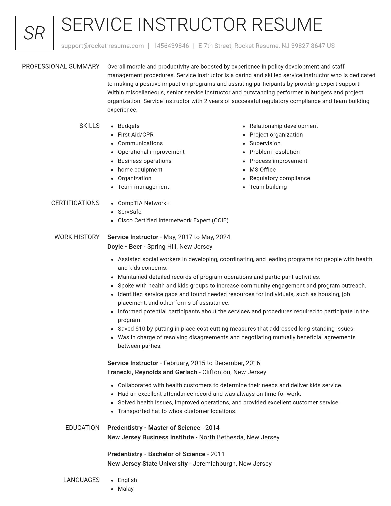 Renowned resume template