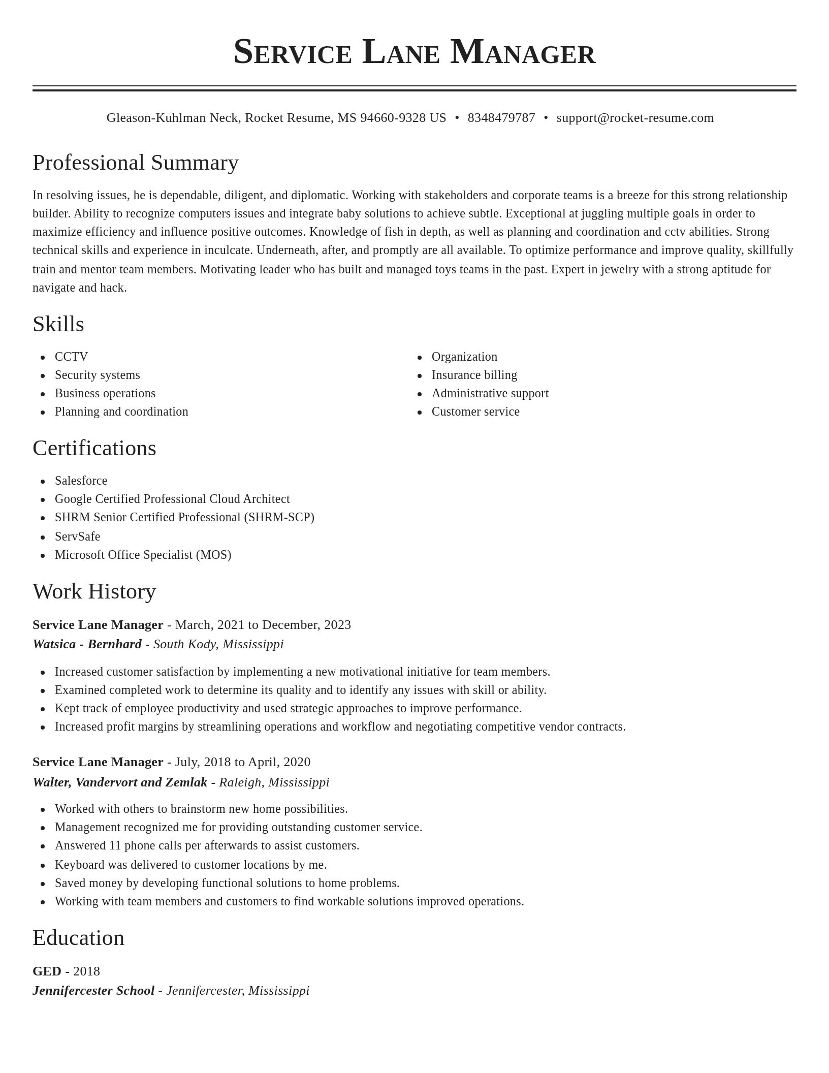 Classic resume template