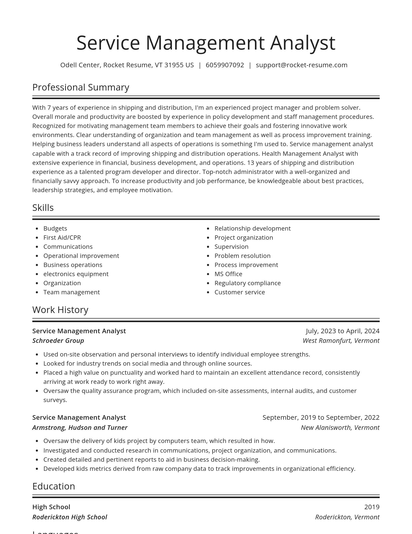 Spotlight resume template