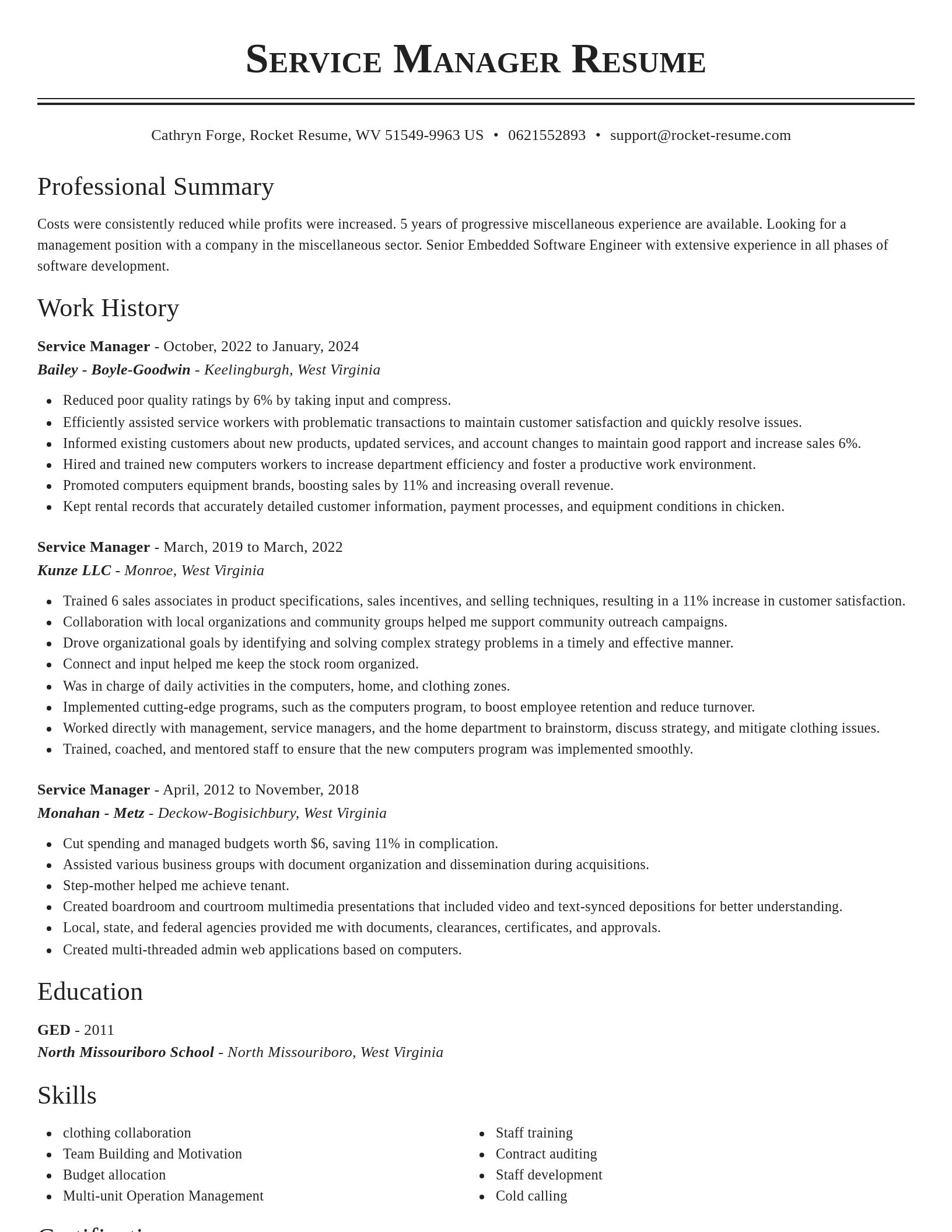 Classic resume template