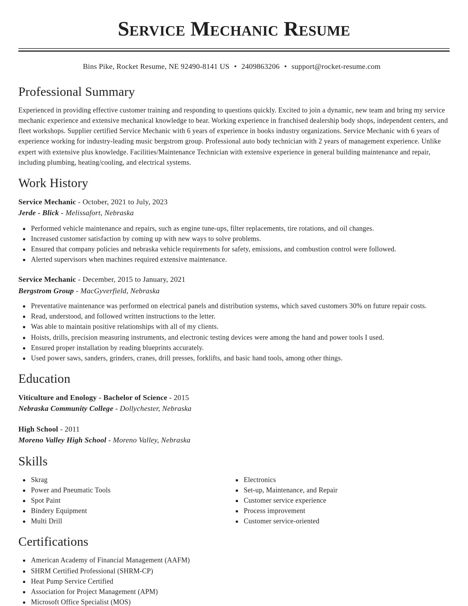 Classic resume template