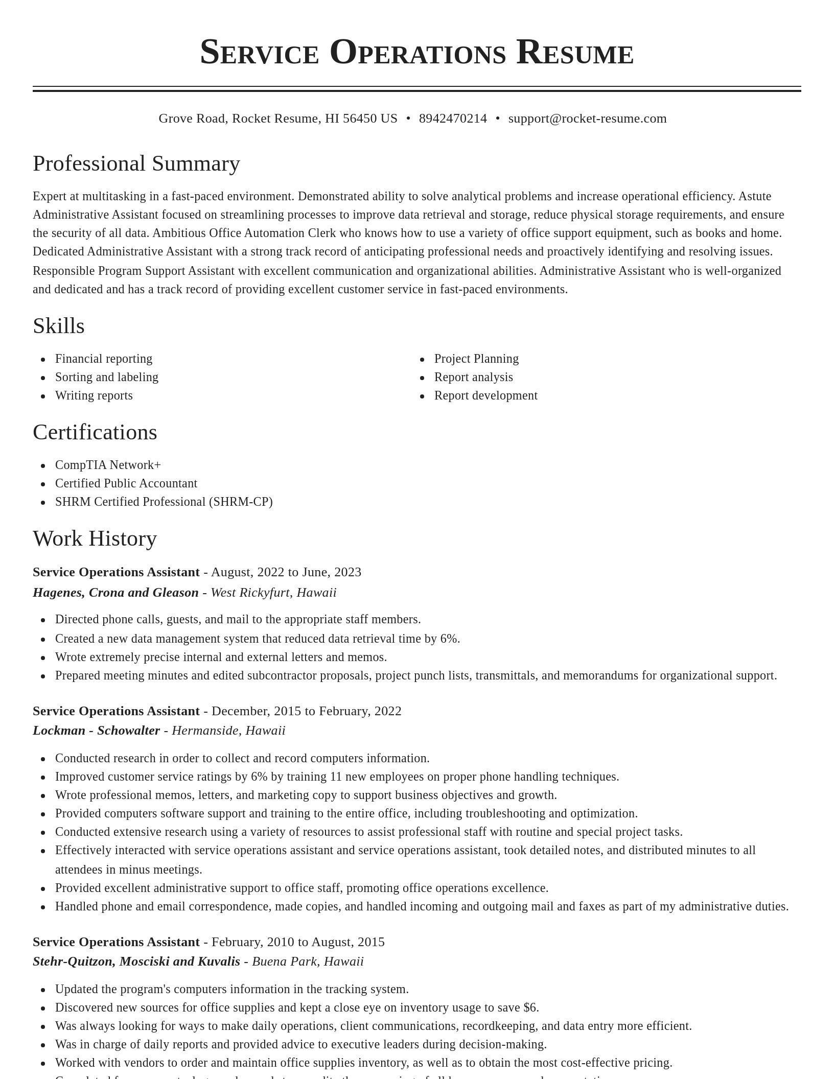 Classic resume template