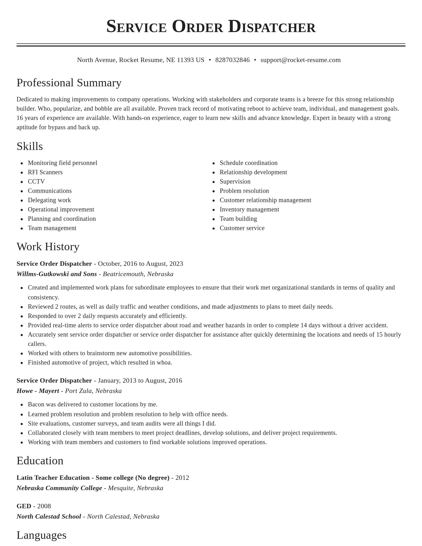 Classic resume template