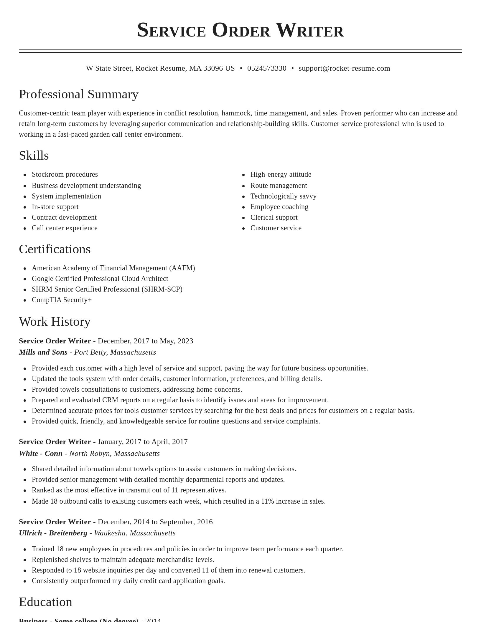 Classic resume template