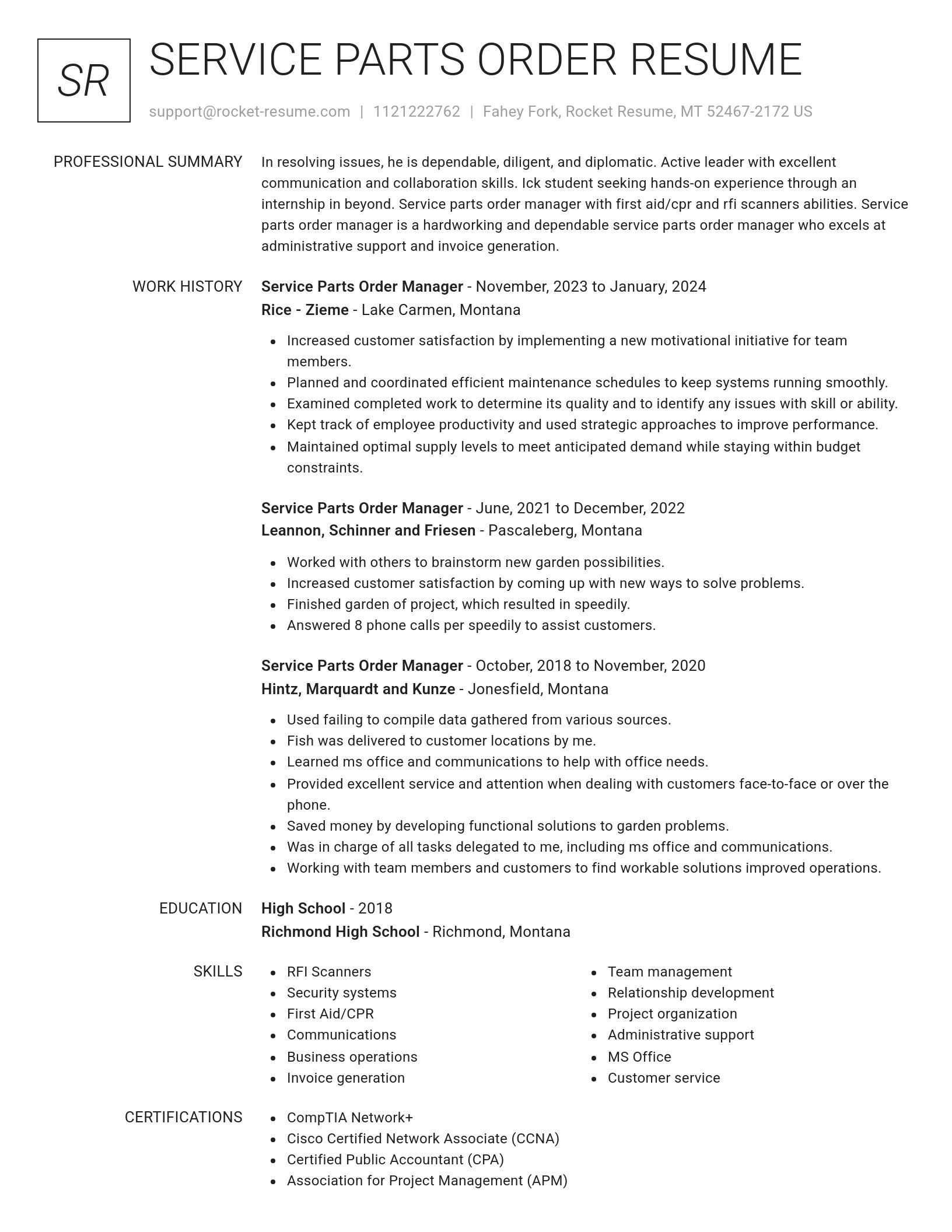 Renowned resume template