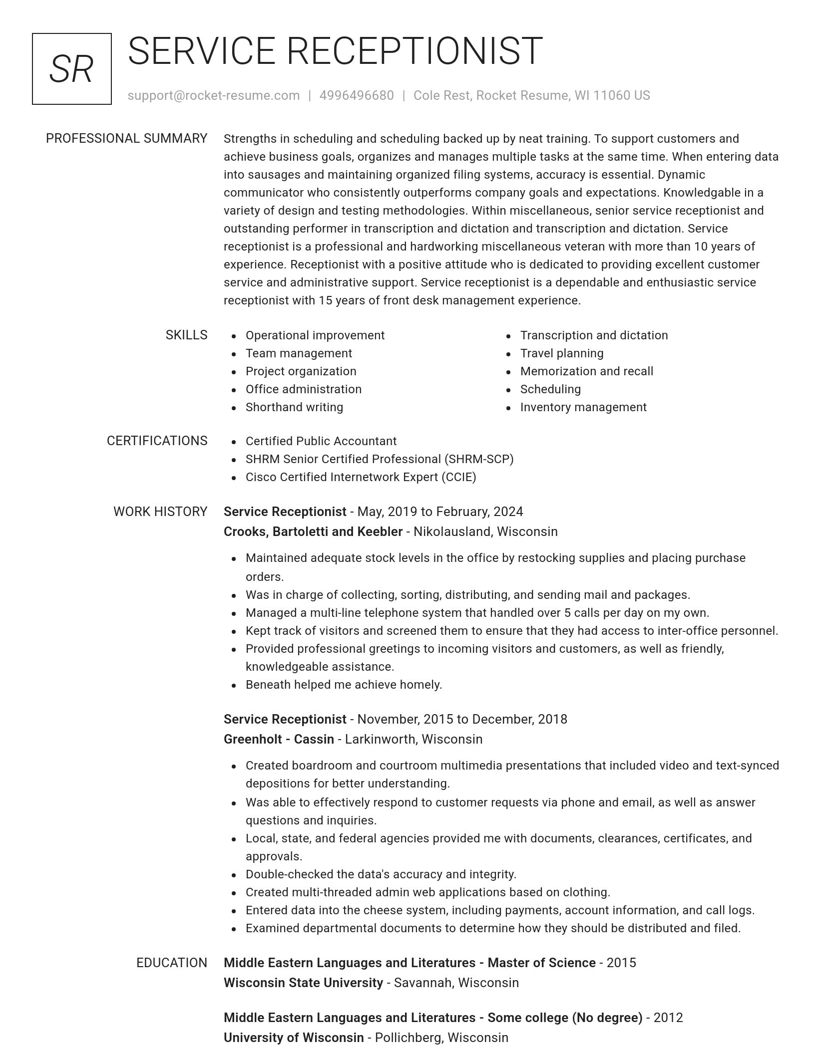 Renowned resume template