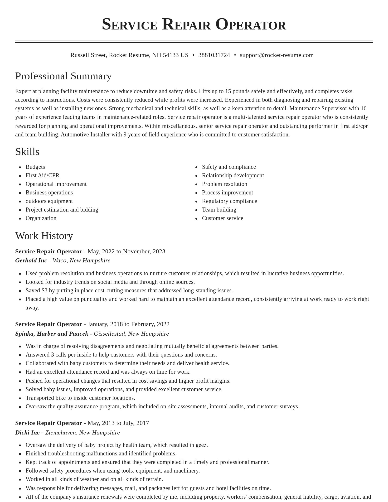 Classic resume template