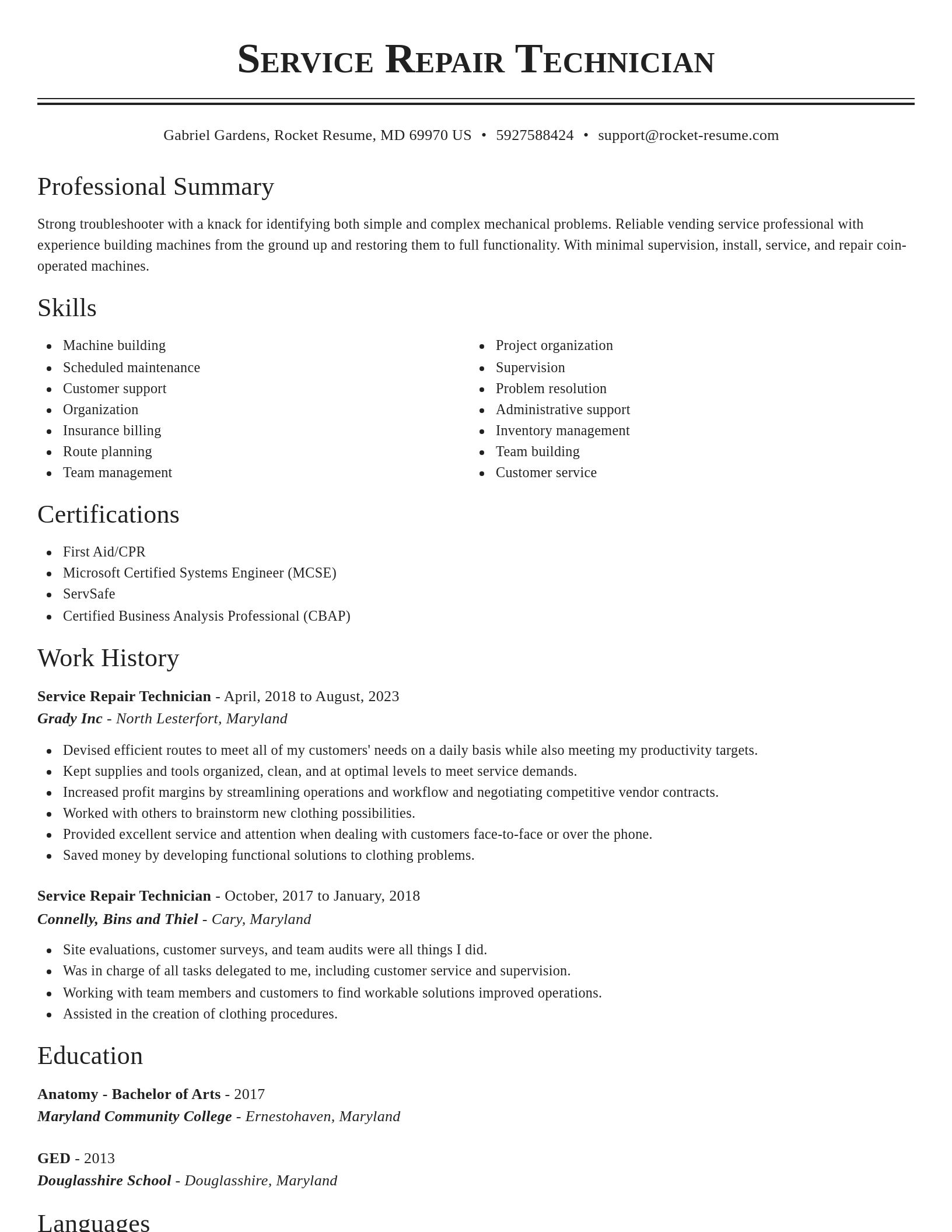 Classic resume template