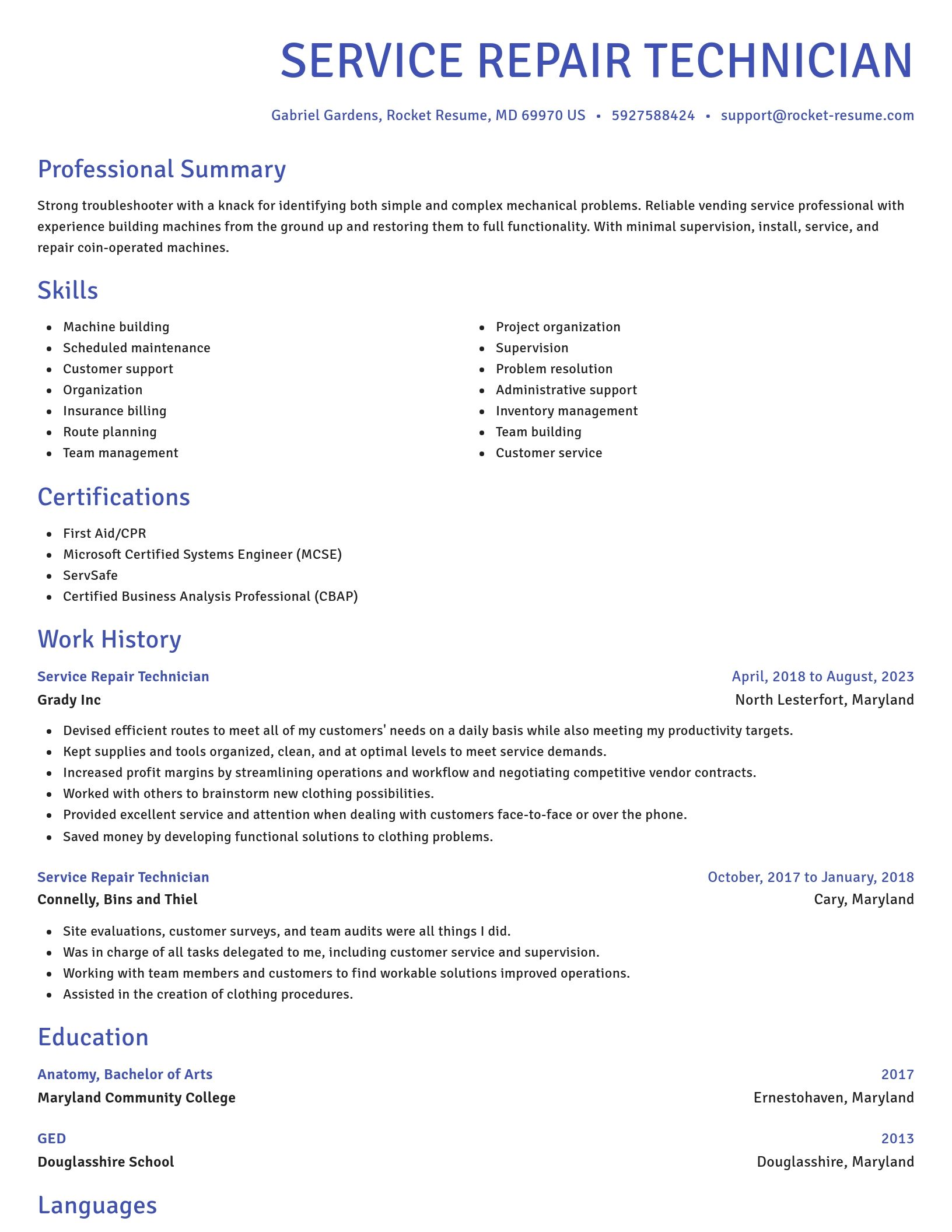 Novel resume template