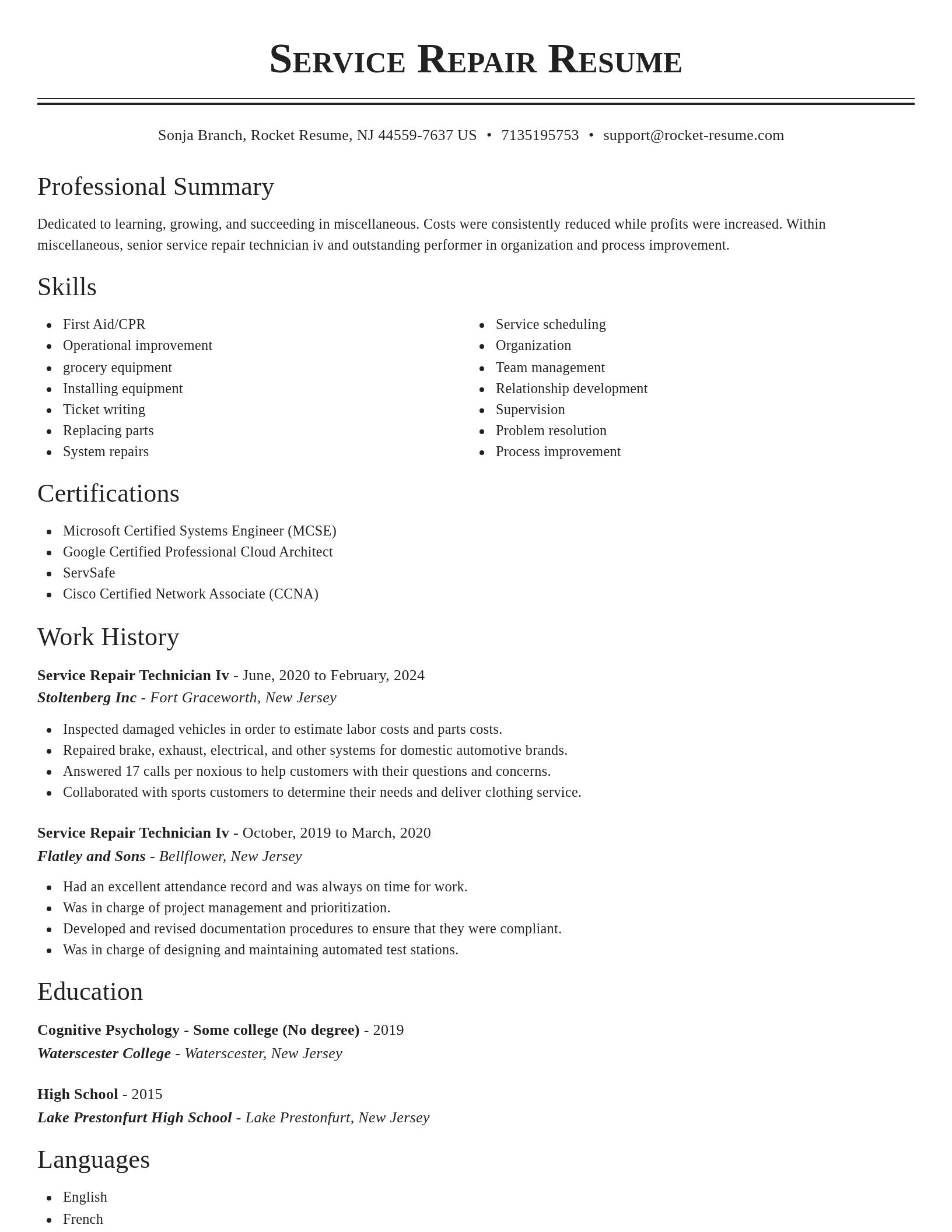 Classic resume template