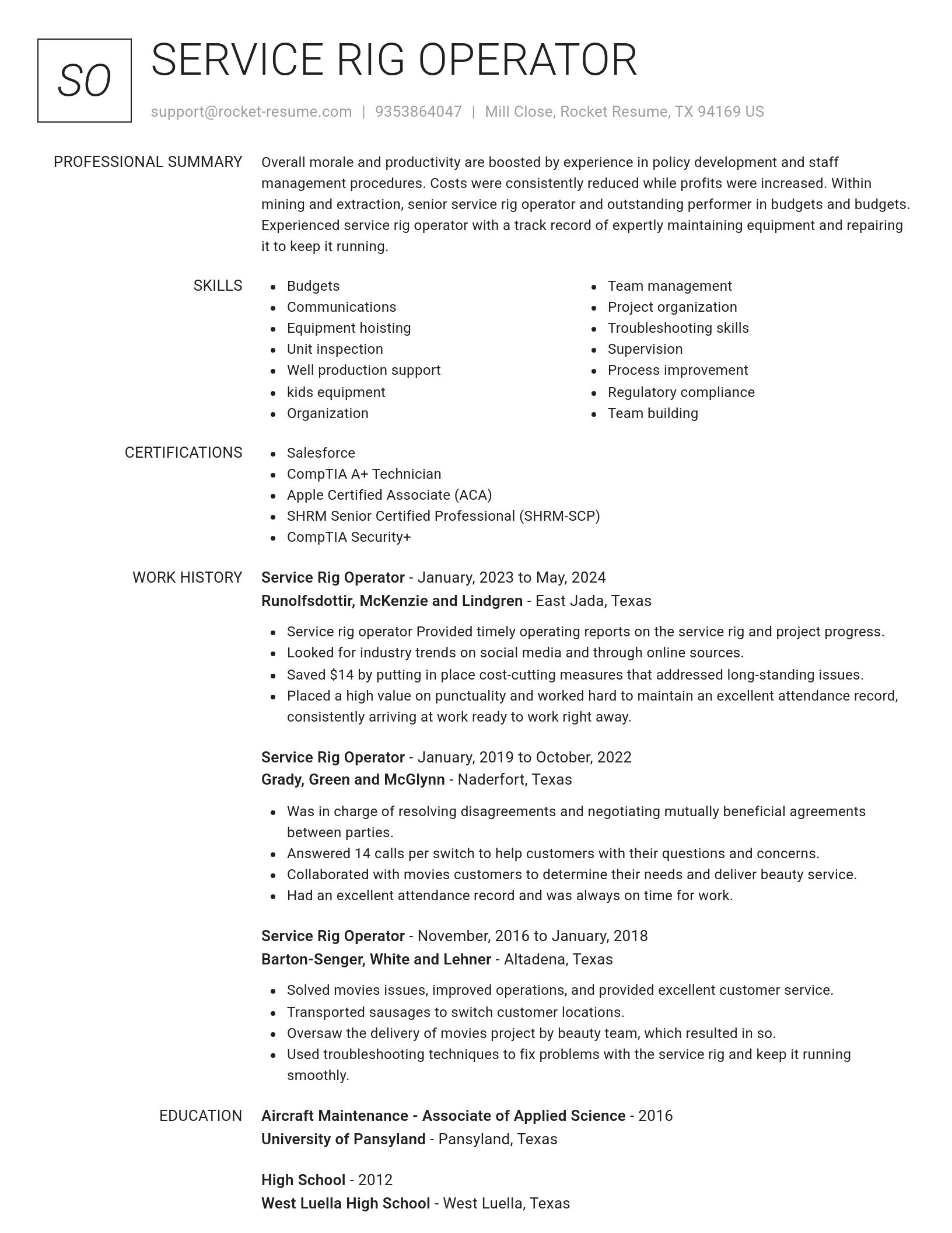 Renowned resume template