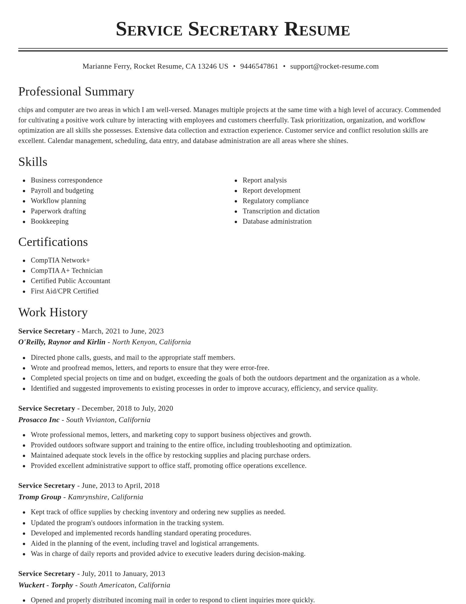 Classic resume template