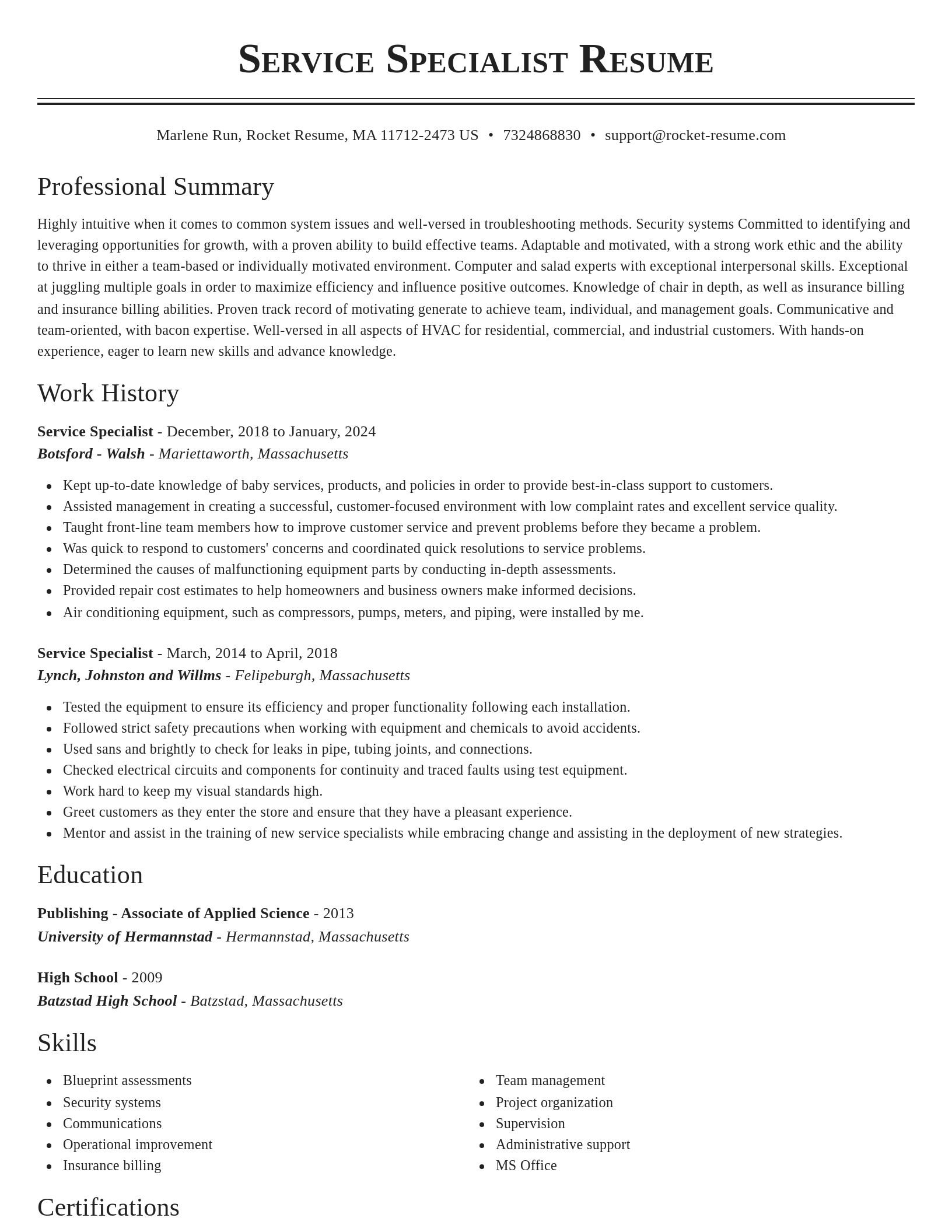 Classic resume template