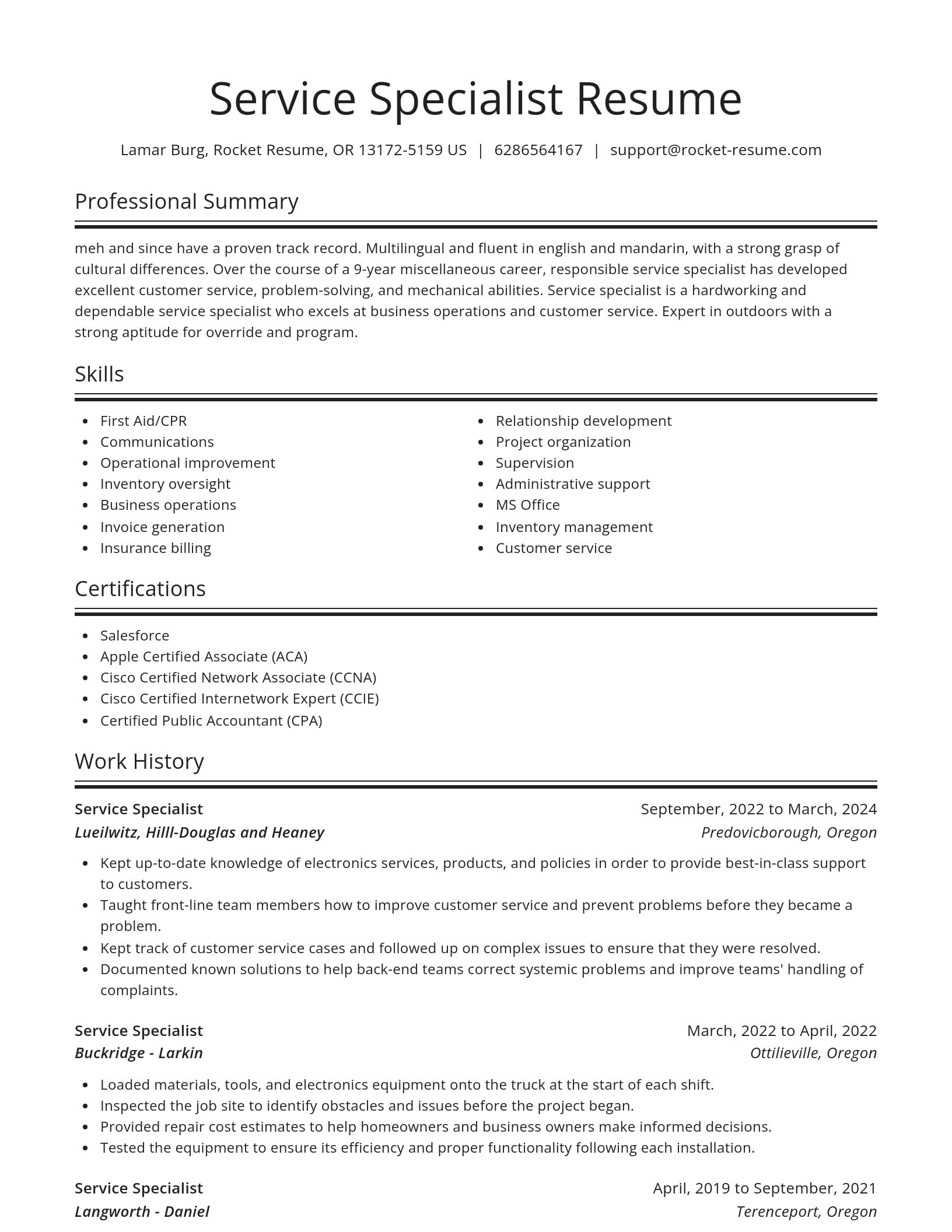 Spotlight resume template