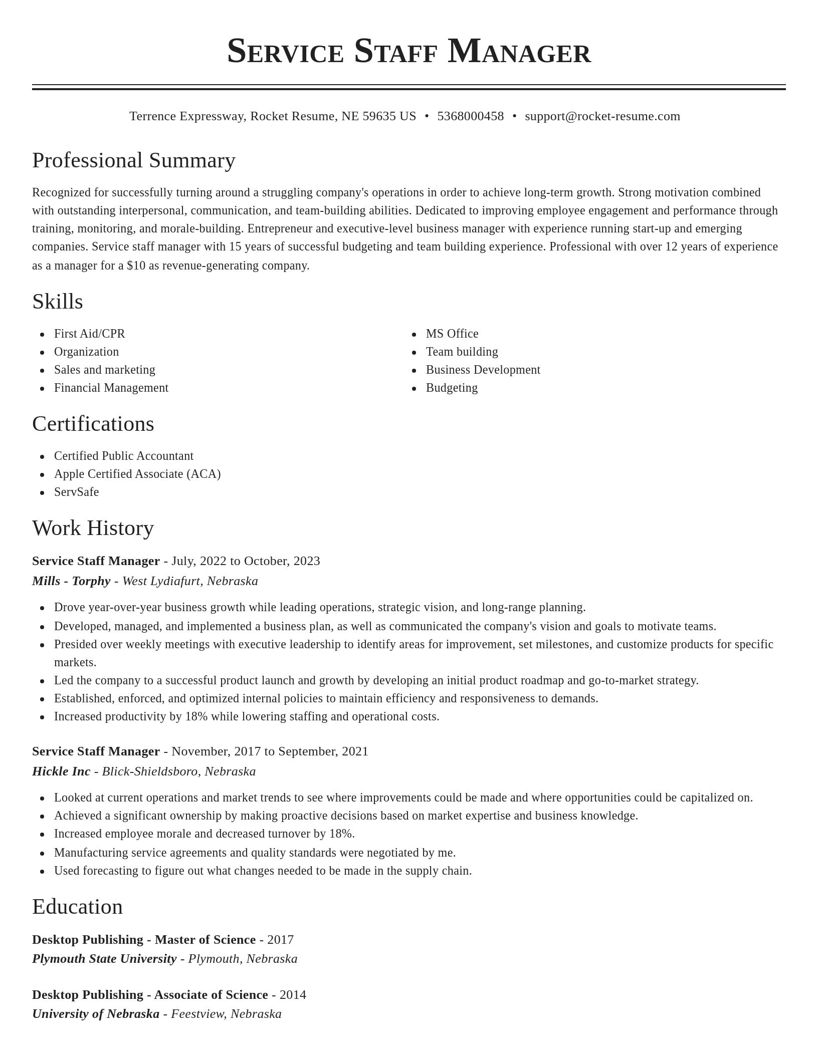 Classic resume template