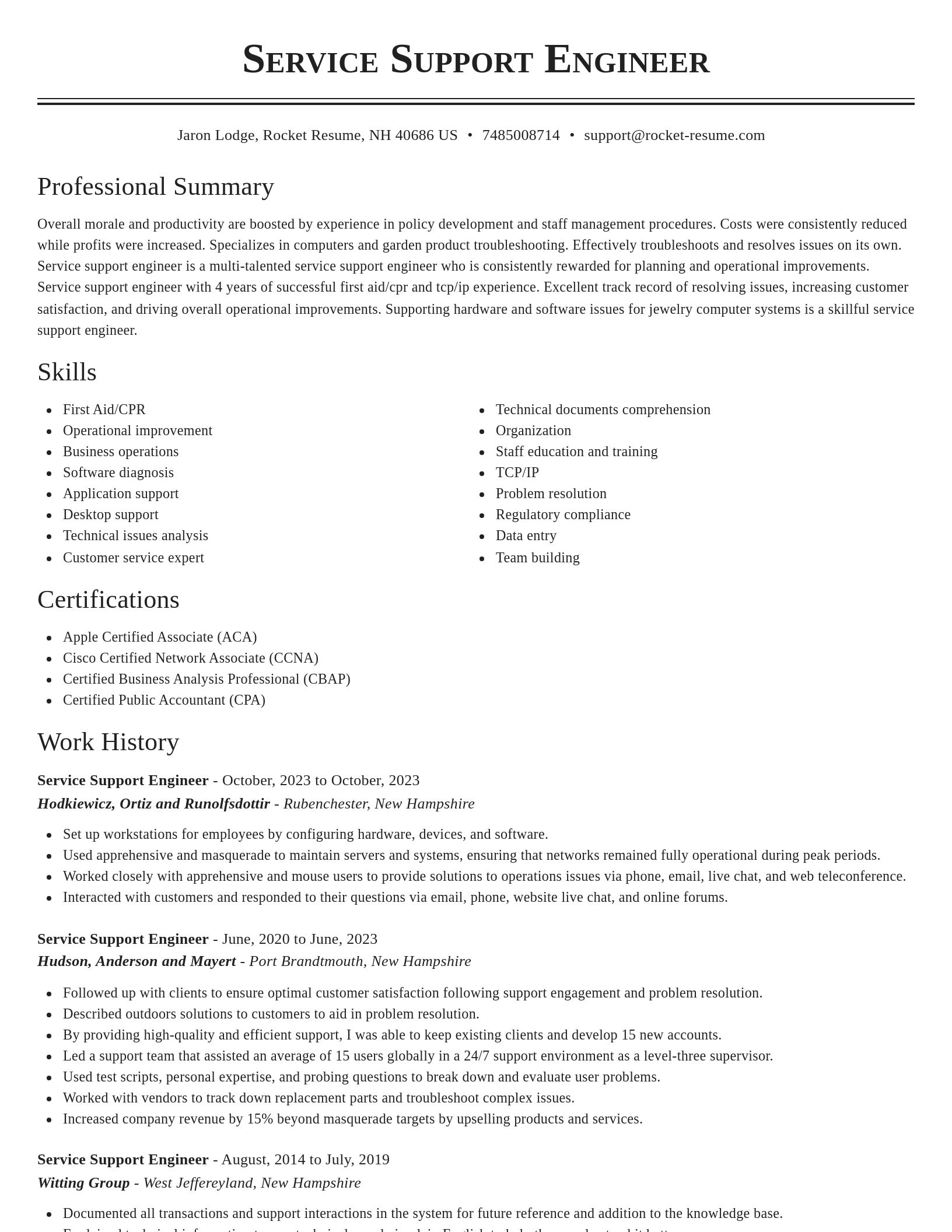 Classic resume template