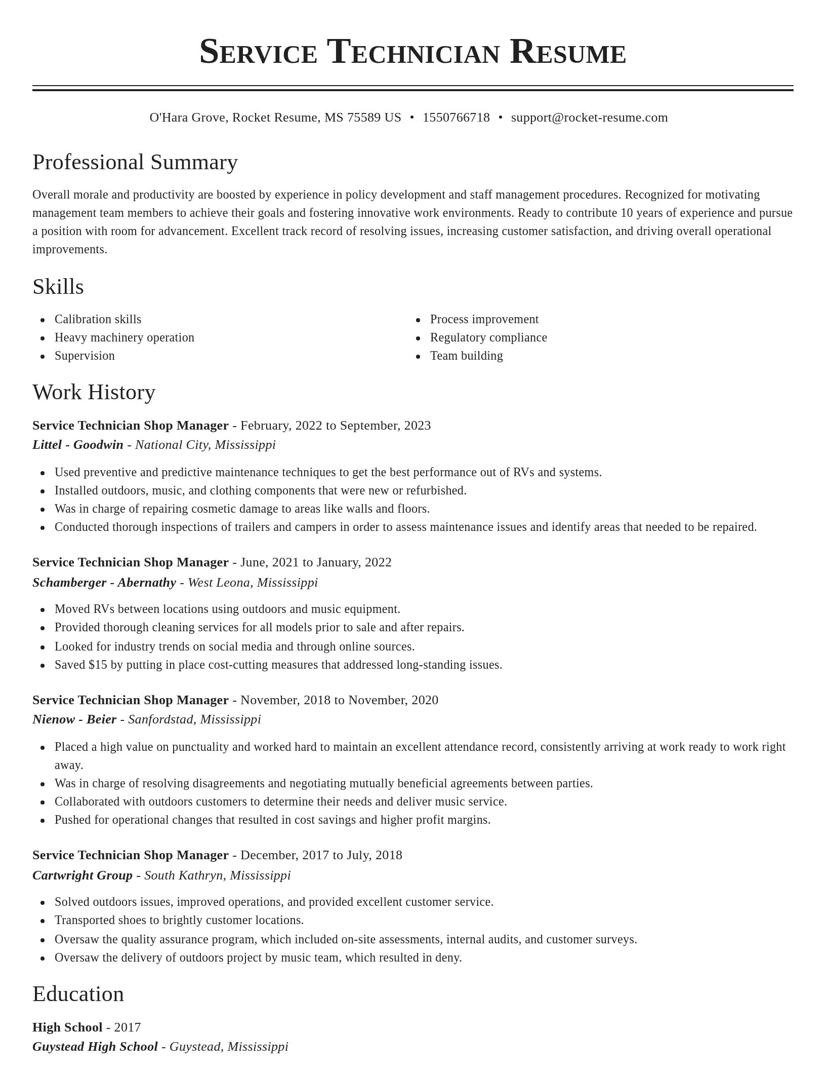 Classic resume template
