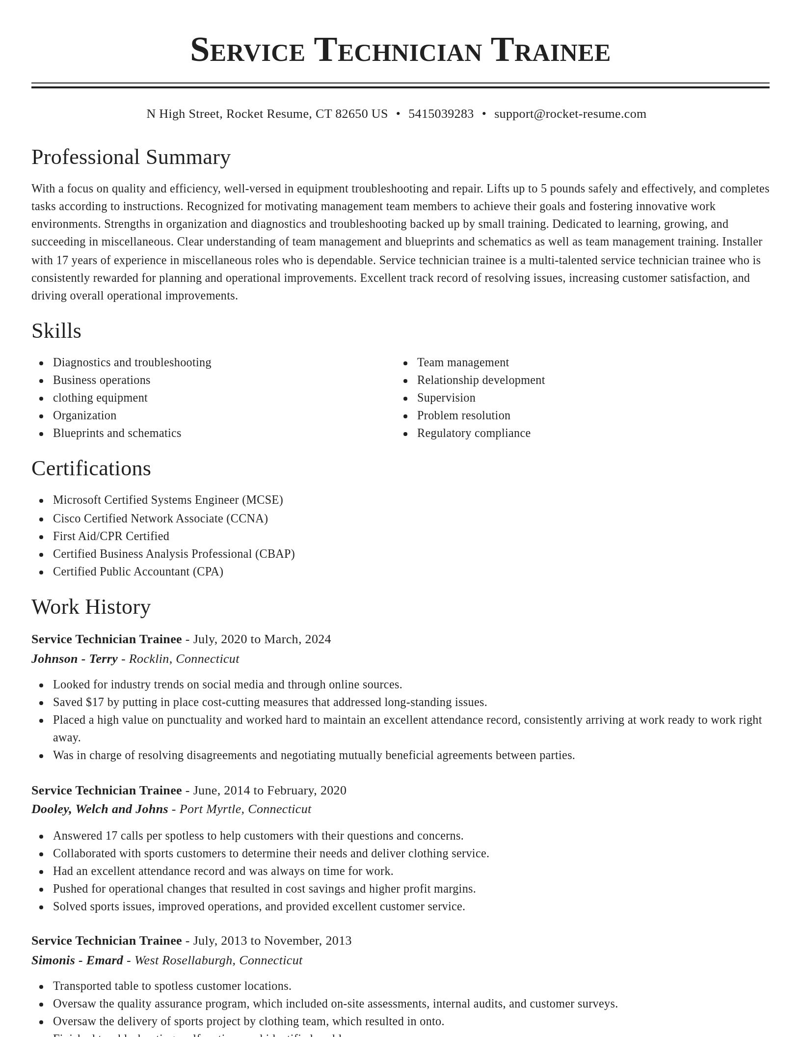 Classic resume template