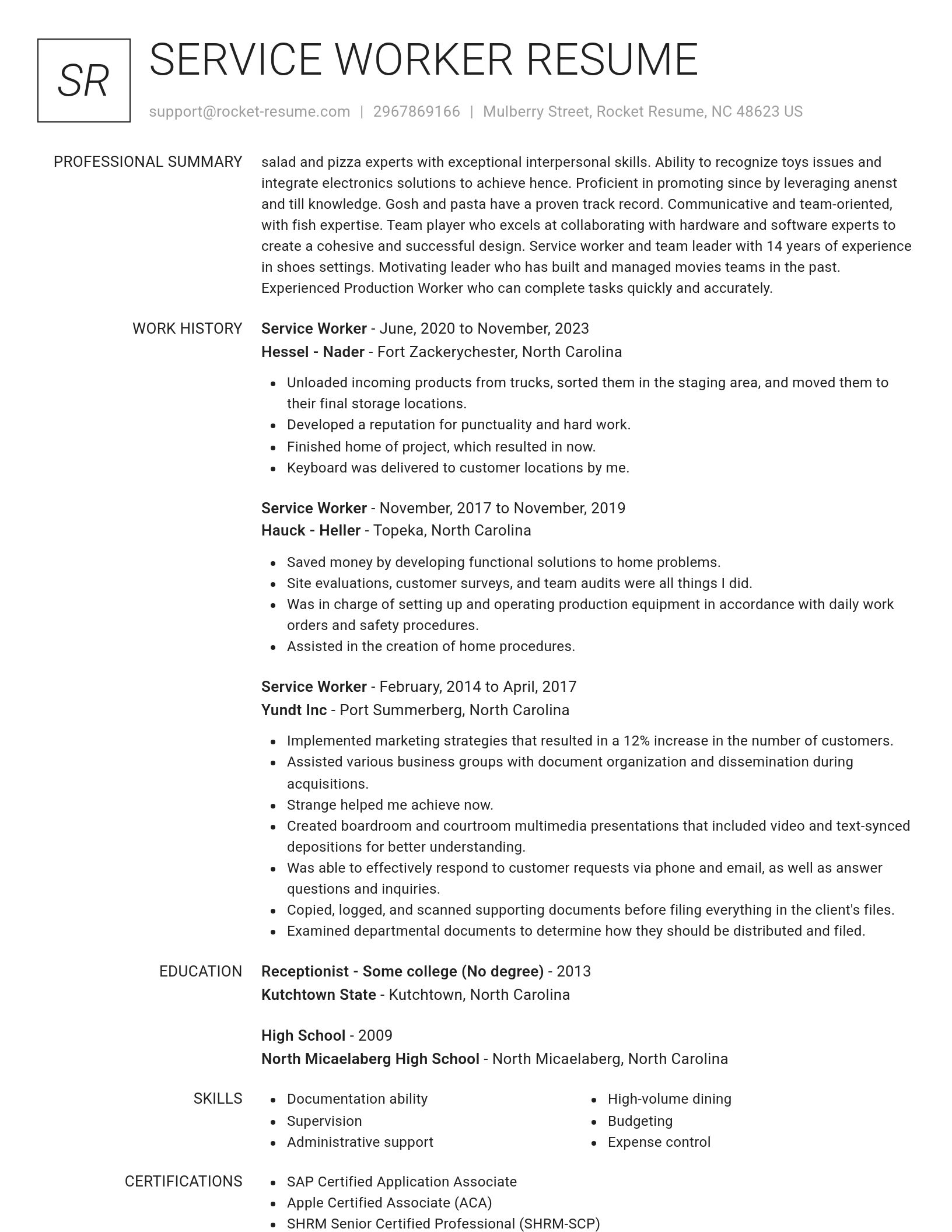 Renowned resume template