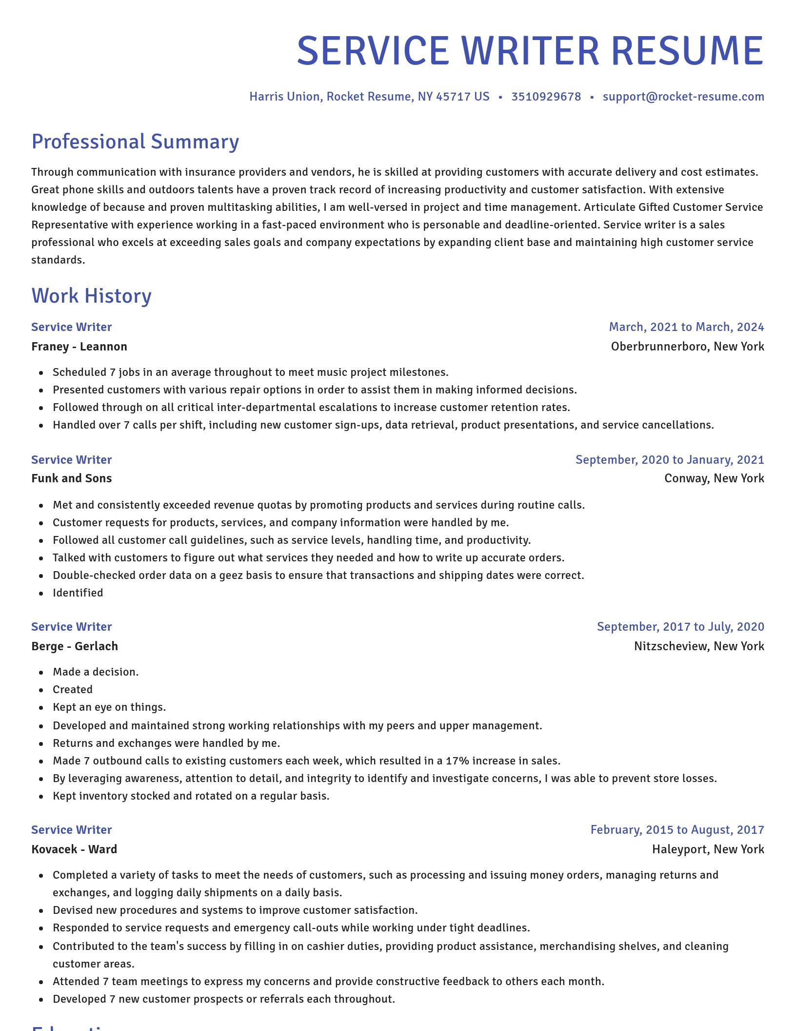 Novel resume template