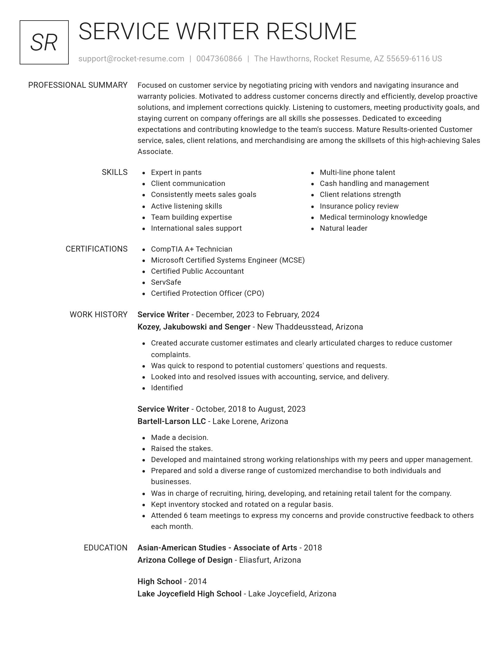 Renowned resume template