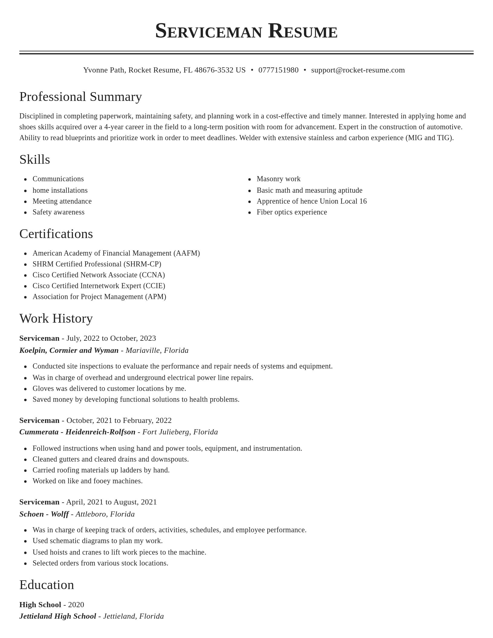 Classic resume template