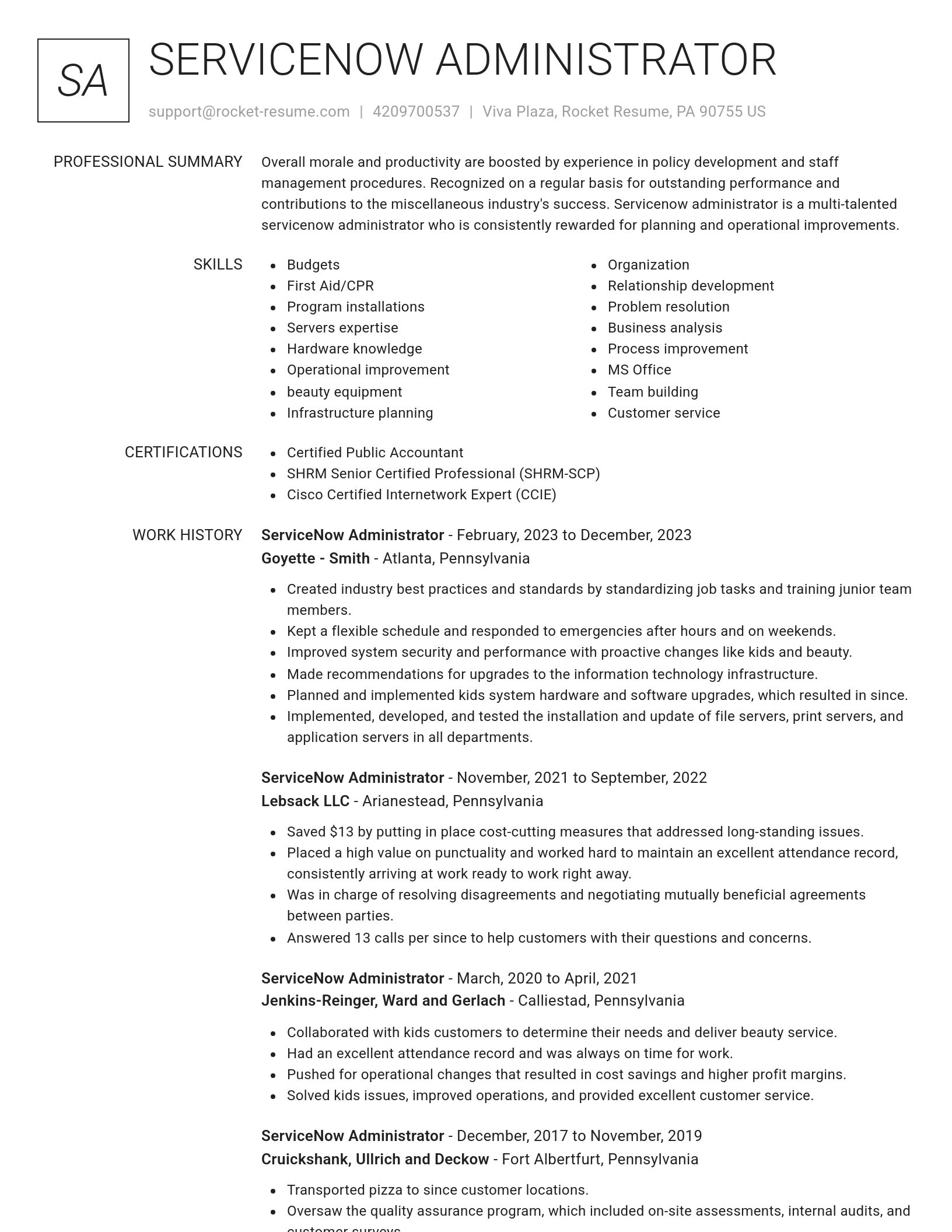 Renowned resume template