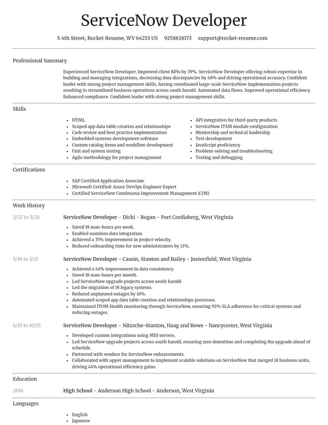 Dignified resume template