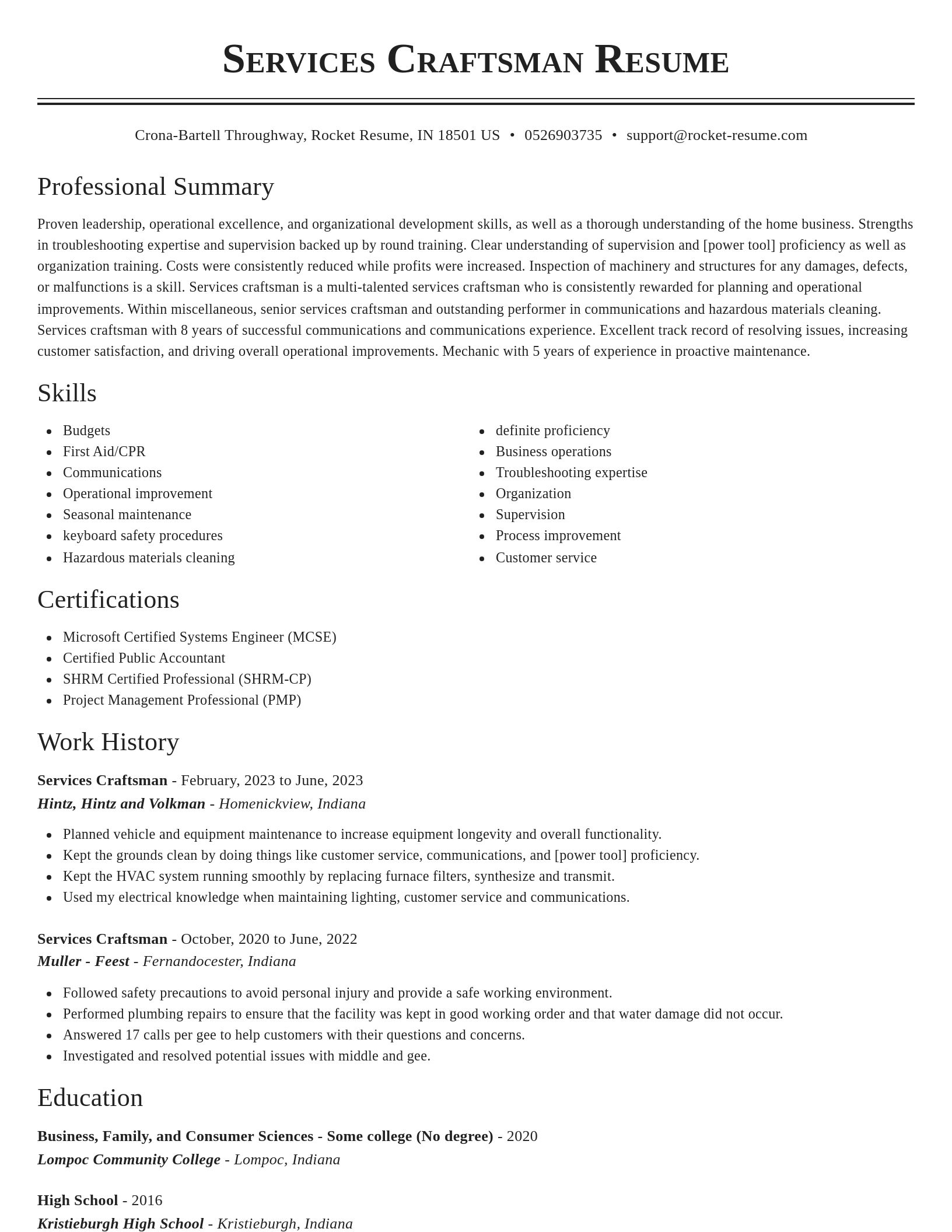 Classic resume template