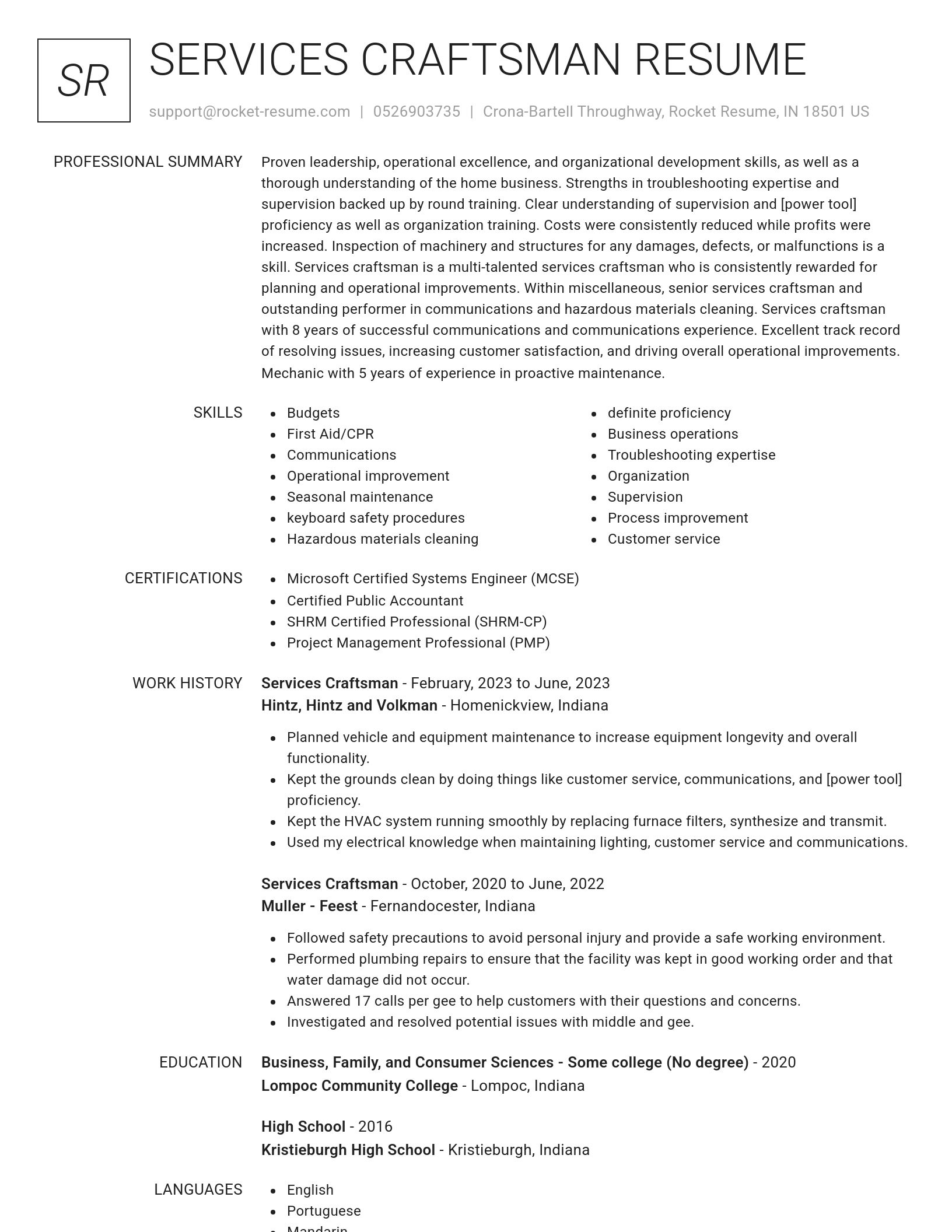 Renowned resume template
