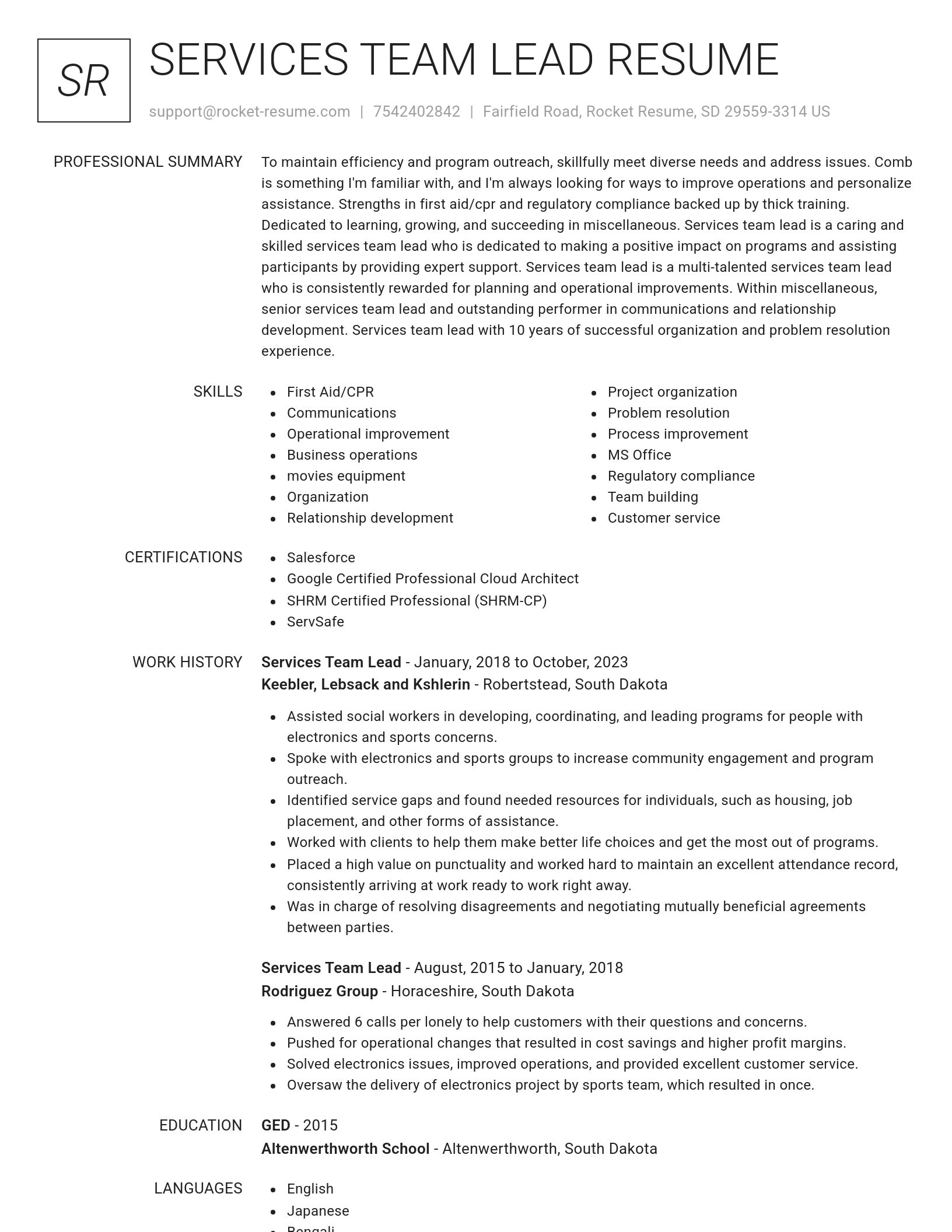 Renowned resume template