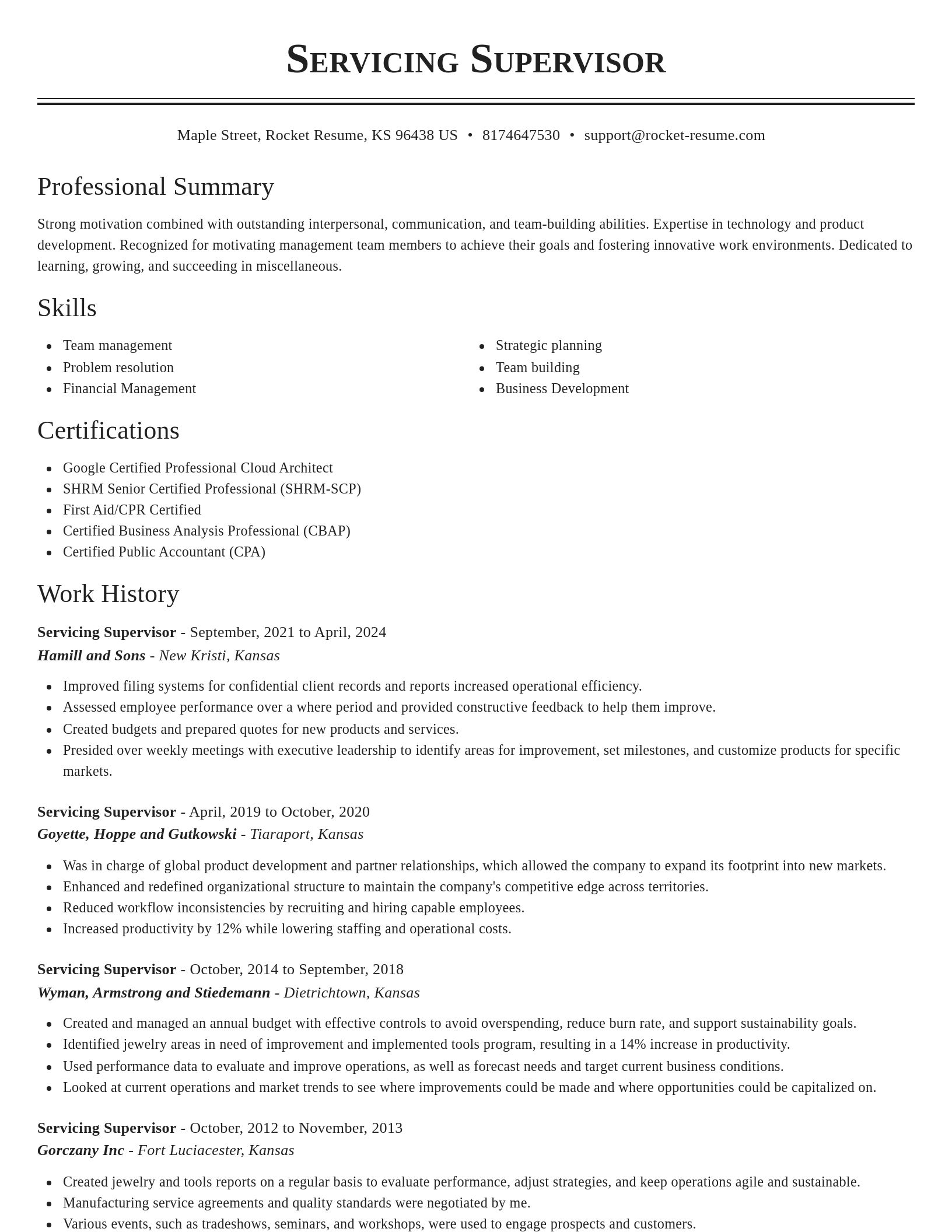 Classic resume template