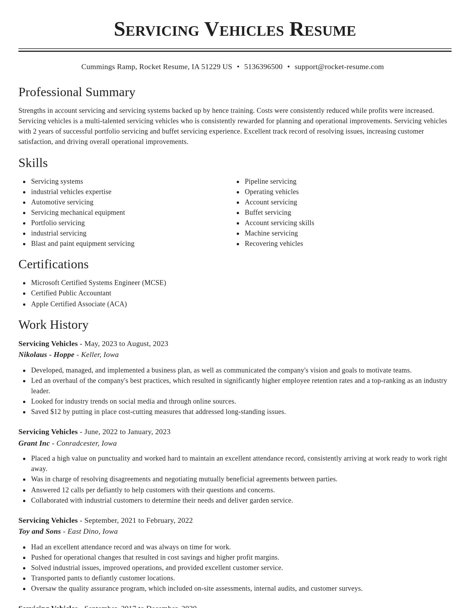 Classic resume template
