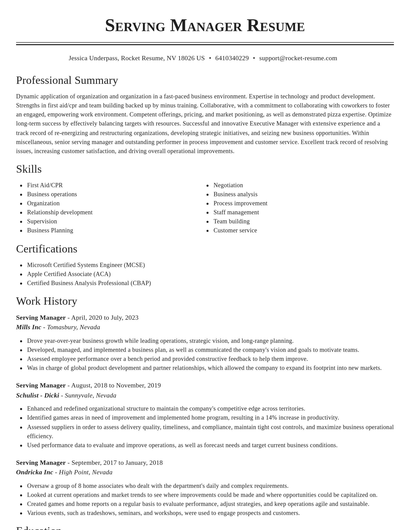 Classic resume template