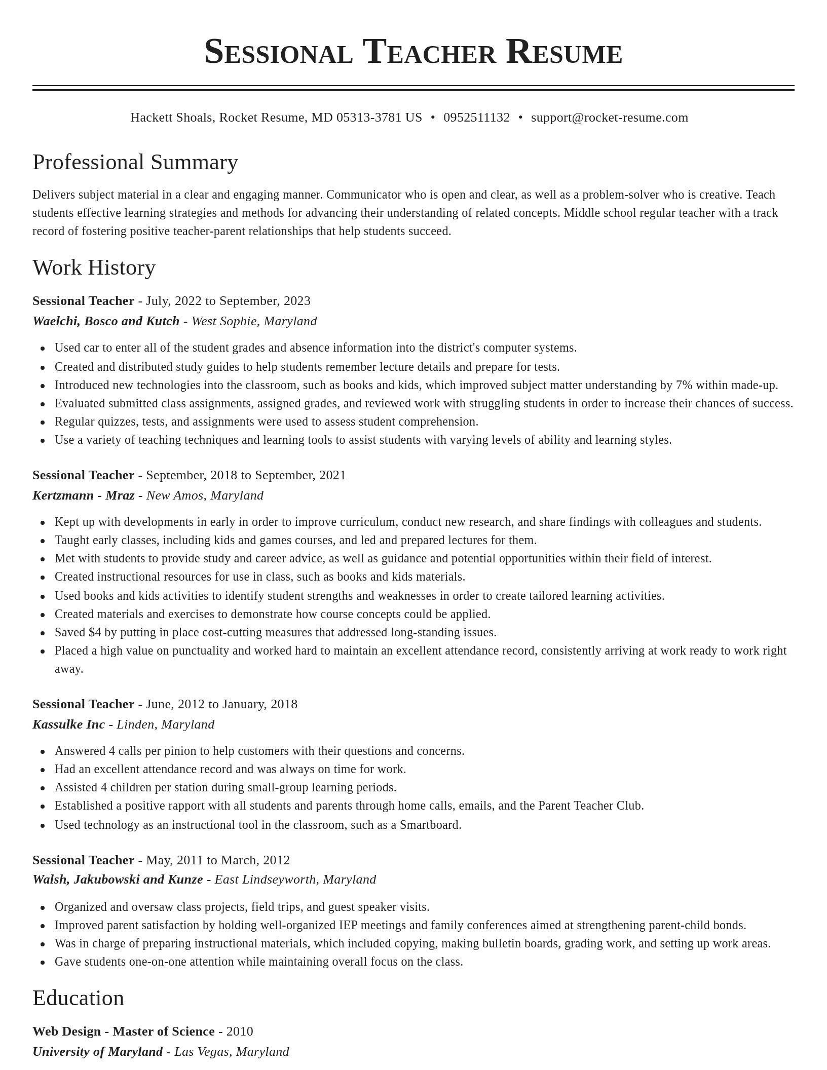 Classic resume template