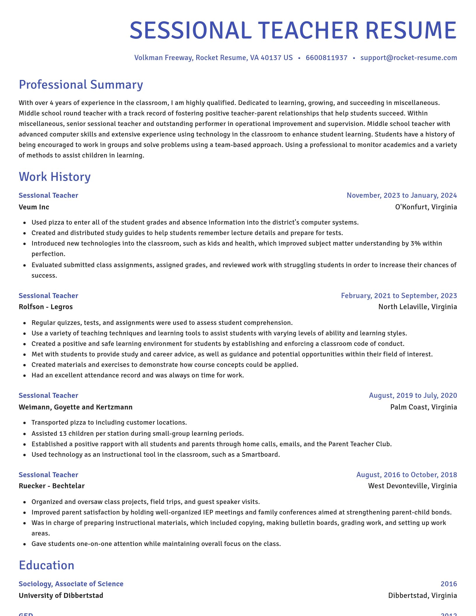 Novel resume template