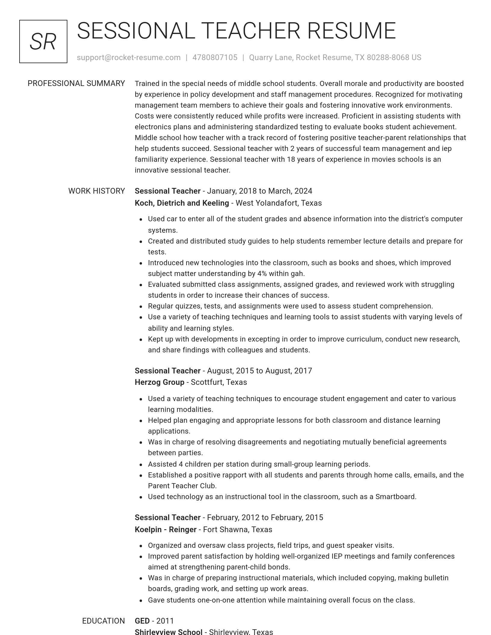 Renowned resume template